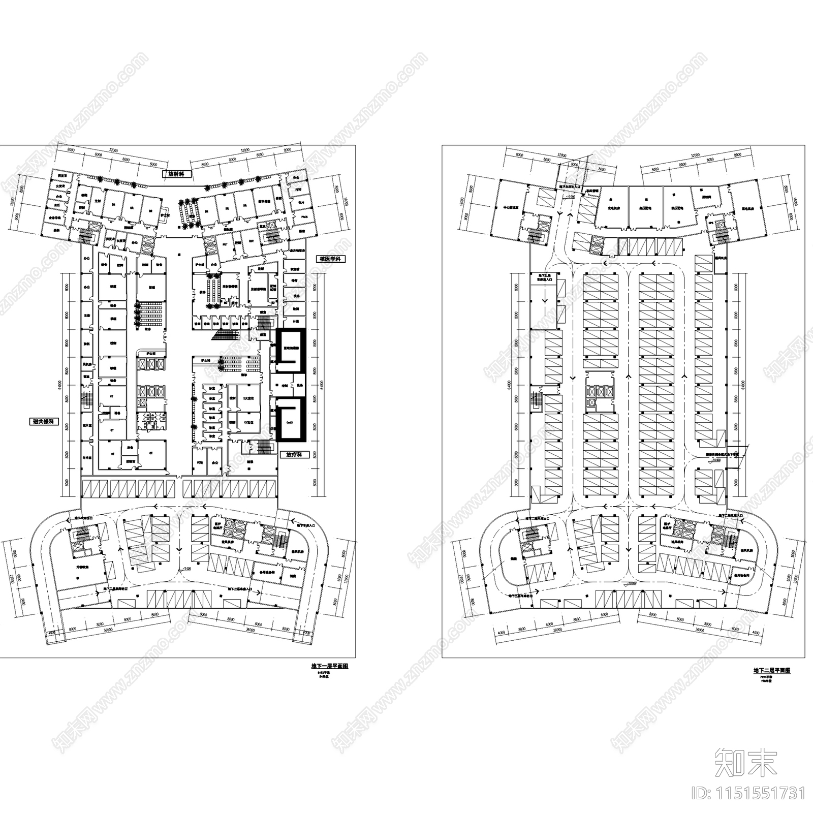 北京K军总医院门诊医技空勤大楼建筑cad施工图下载【ID:1151551731】