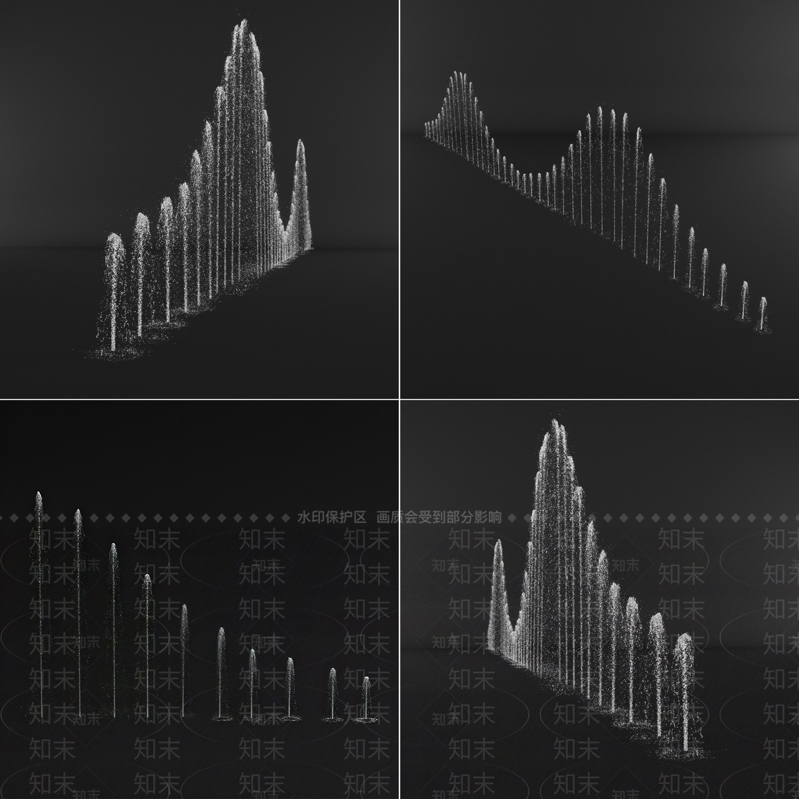 现代水柱喷泉组合SU模型下载【ID:1151551740】