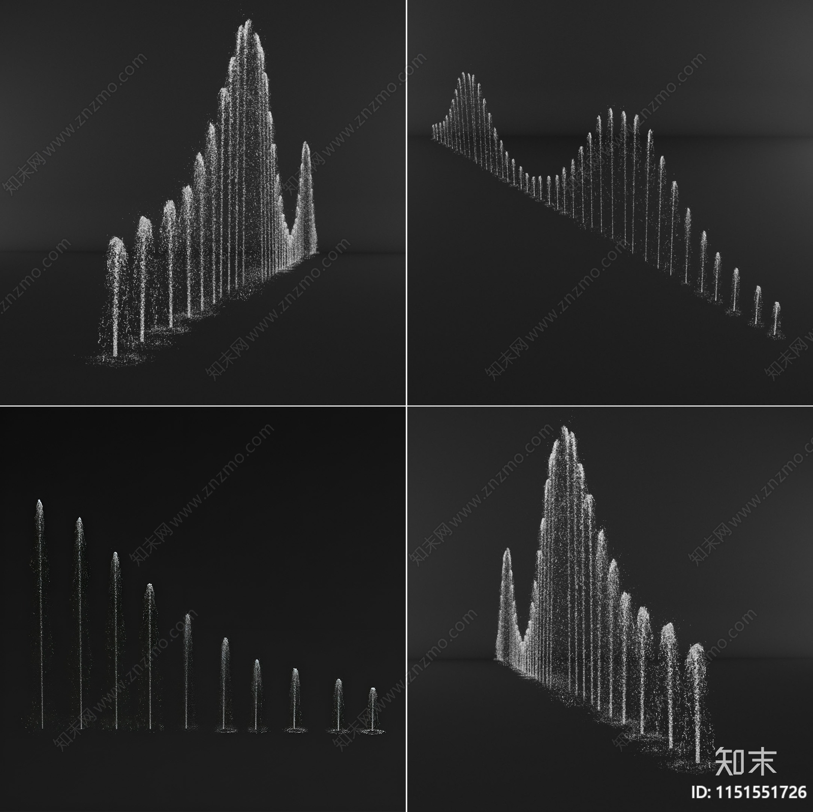 现代水柱喷泉组合3D模型下载【ID:1151551726】