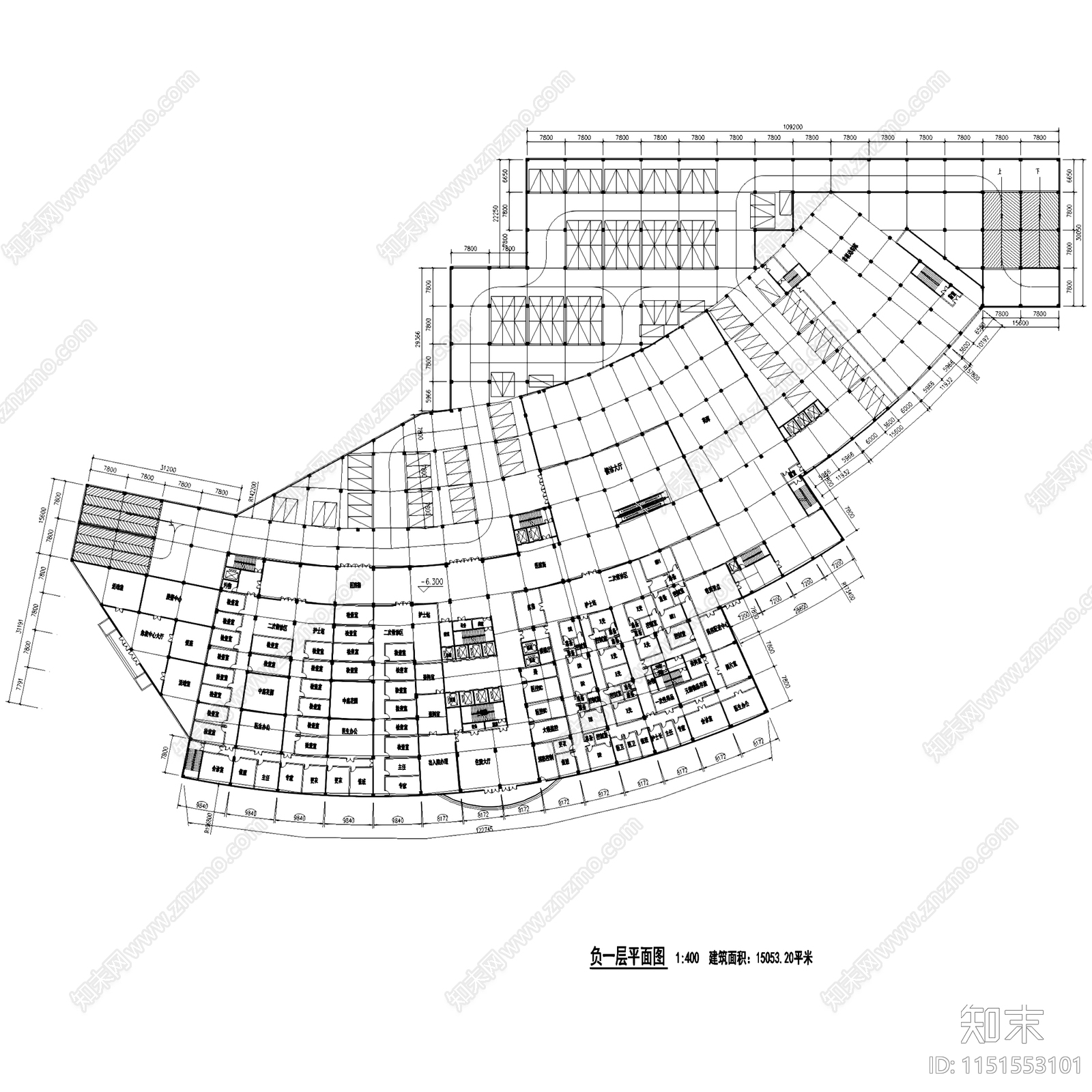 达州中心医院住院部改扩建建筑平面施工图cad施工图下载【ID:1151553101】