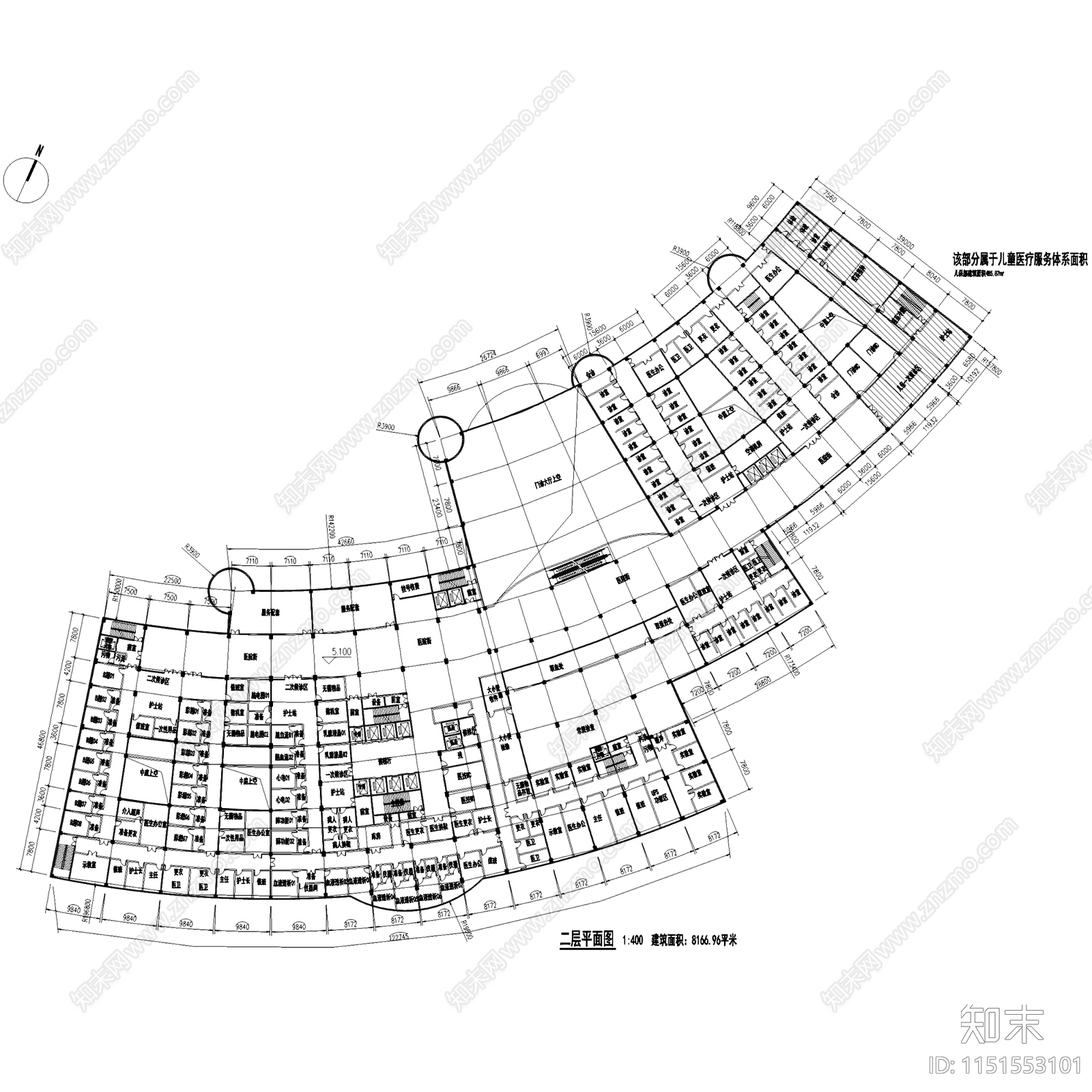 达州中心医院住院部改扩建建筑平面施工图cad施工图下载【ID:1151553101】