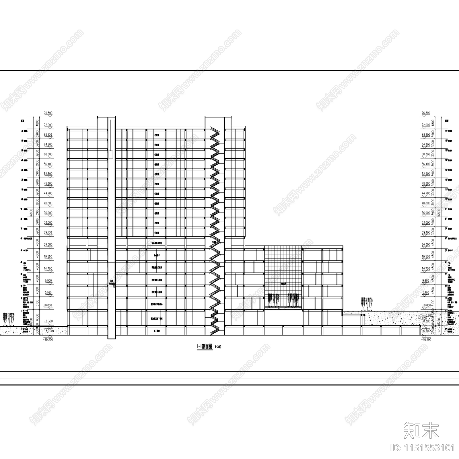 达州中心医院住院部改扩建建筑平面施工图cad施工图下载【ID:1151553101】