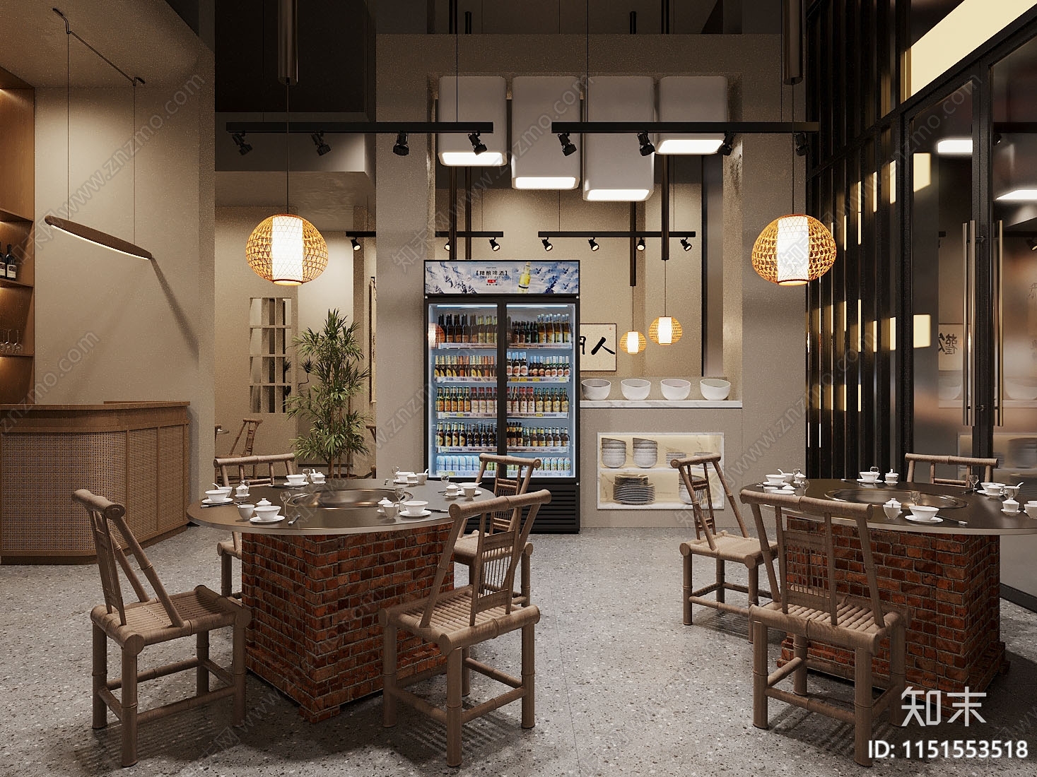 新中式火锅店3D模型下载【ID:1151553518】