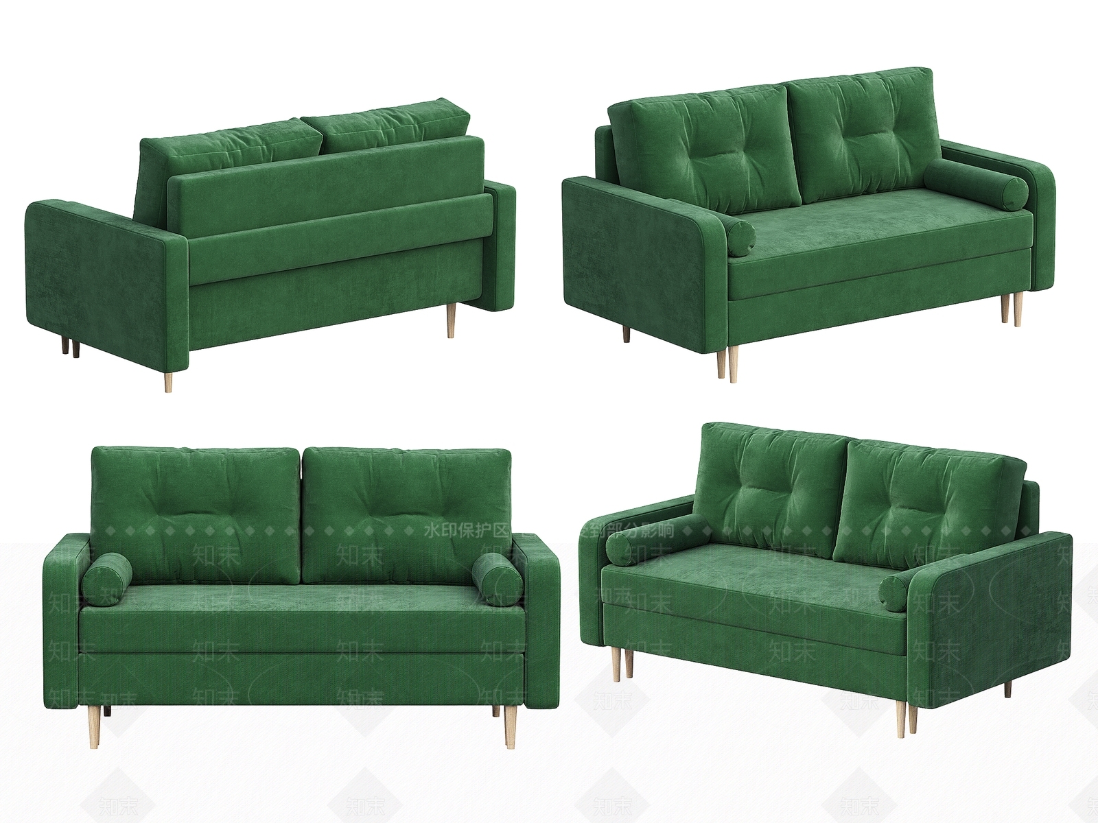 北欧简约客厅双人沙发3D模型下载【ID:1151558432】