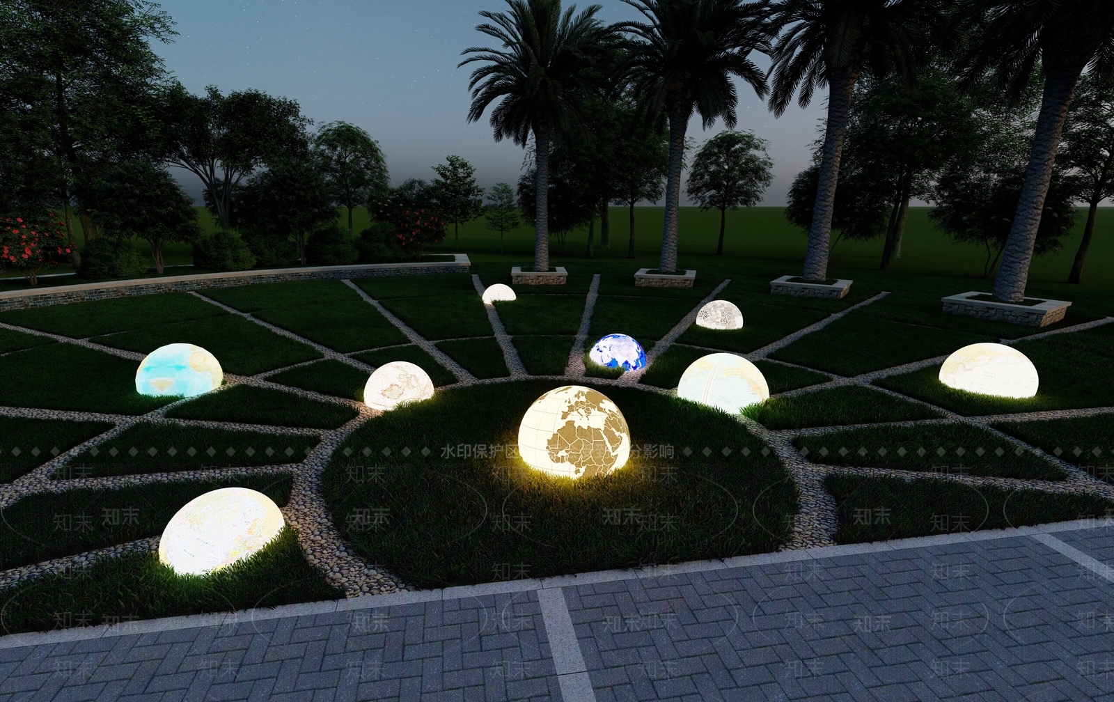 现代广场景观SU模型下载【ID:1151558965】