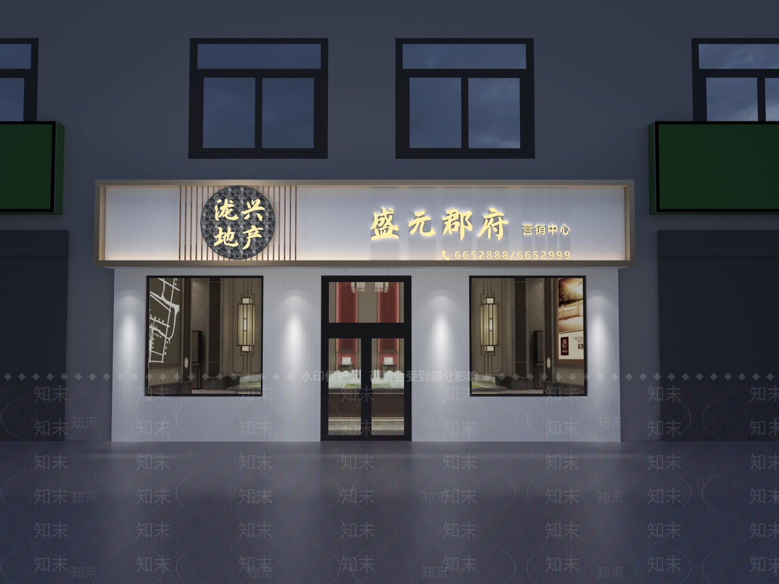 新中式售楼处门头门面3D模型下载【ID:1151713722】