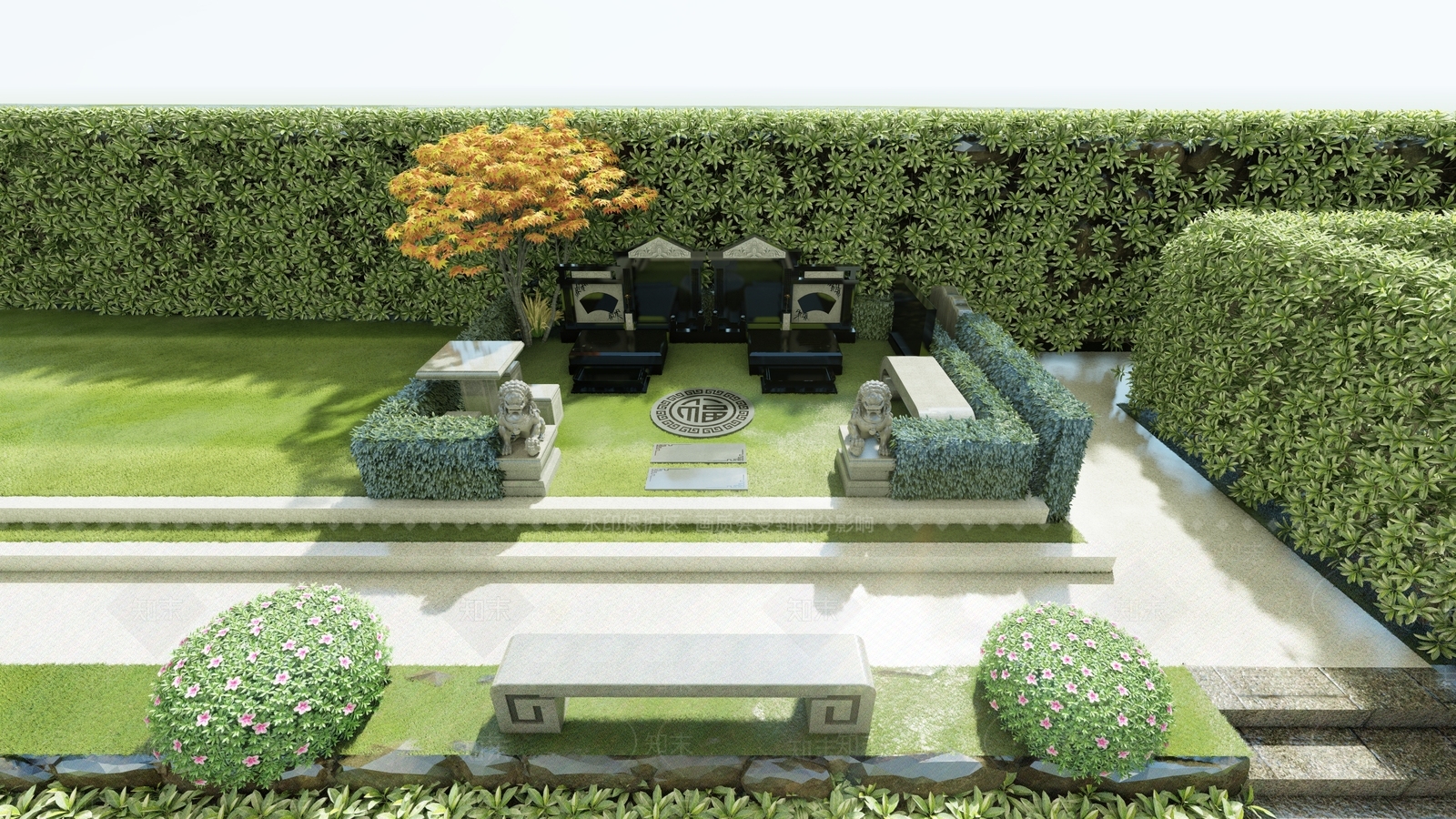 新中式艺术墓碑设计SU模型下载【ID:1151563463】