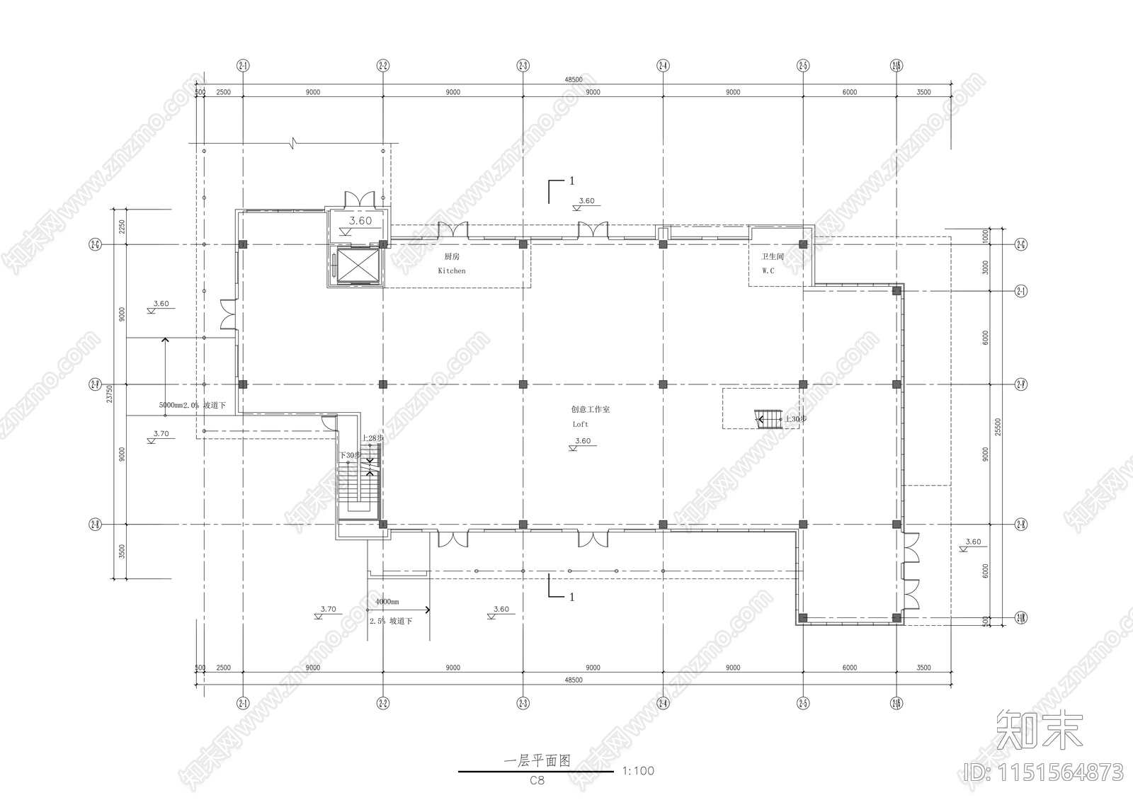 创意工作室建筑施工图cad施工图下载【ID:1151564873】