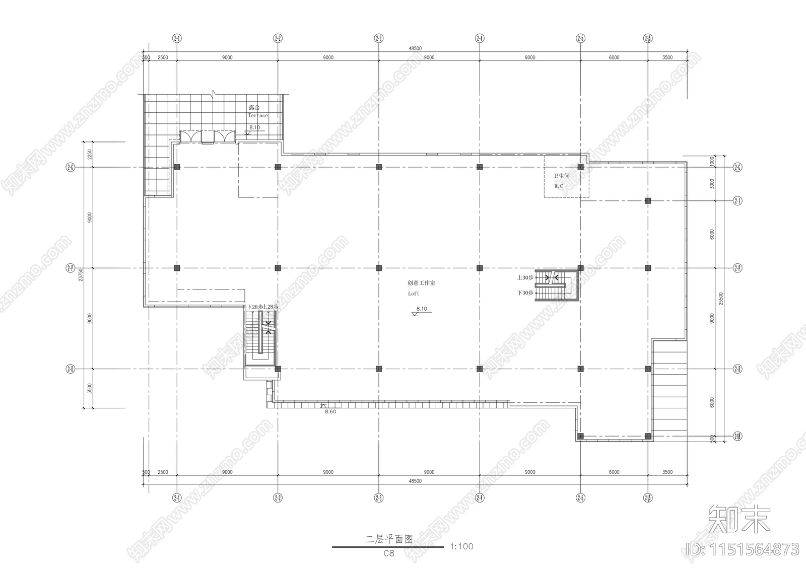 创意工作室建筑施工图cad施工图下载【ID:1151564873】