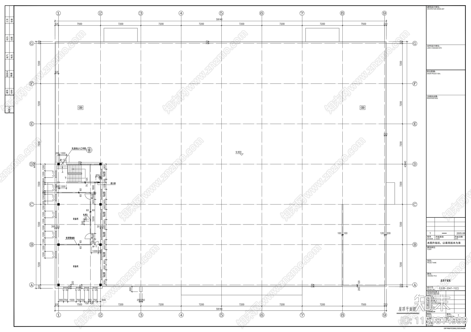 大型标准厂房建筑cad施工图下载【ID:1151814999】