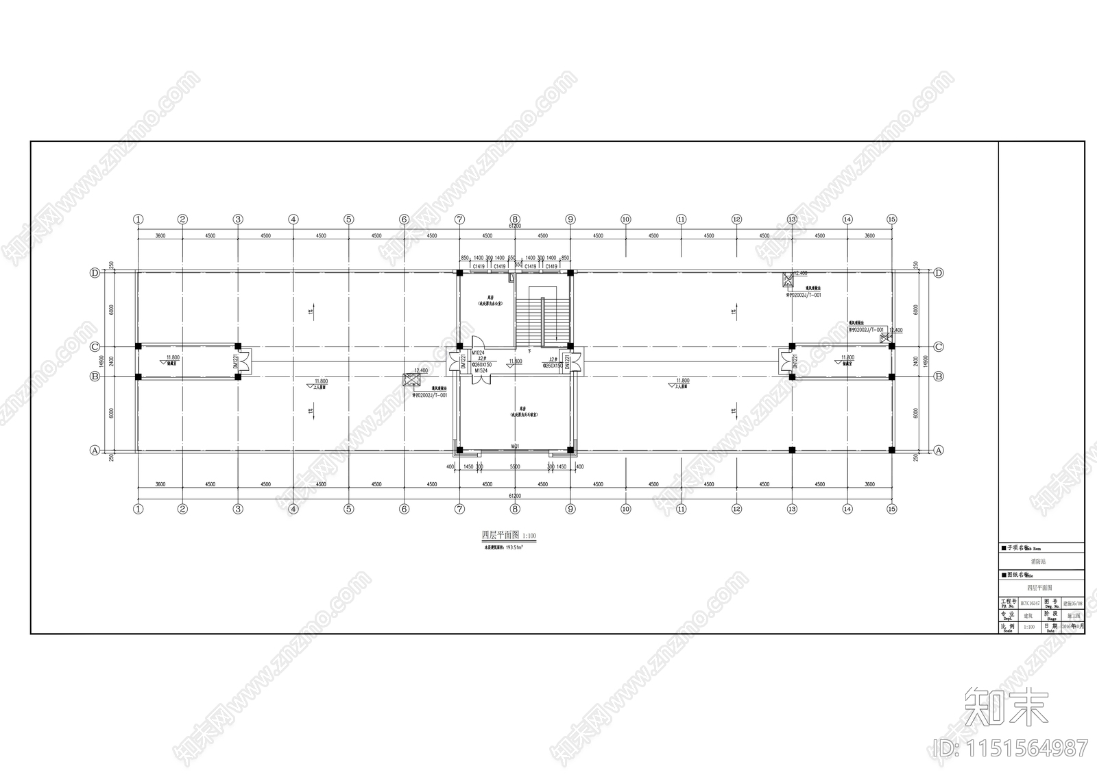 大型工业区消防站建筑施工图cad施工图下载【ID:1151564987】
