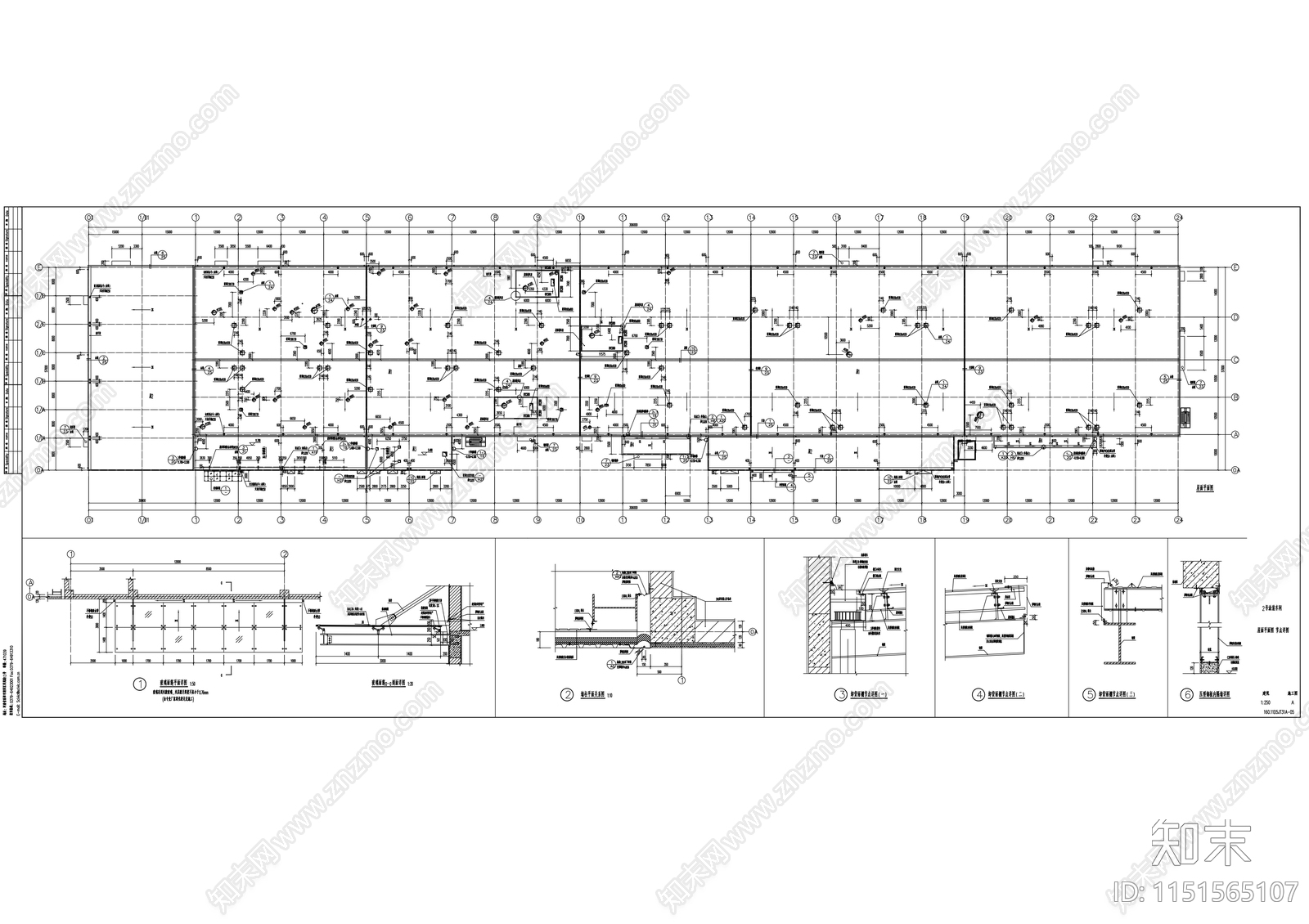 多层框架结构涂装类工业厂房建筑施工图cad施工图下载【ID:1151565107】