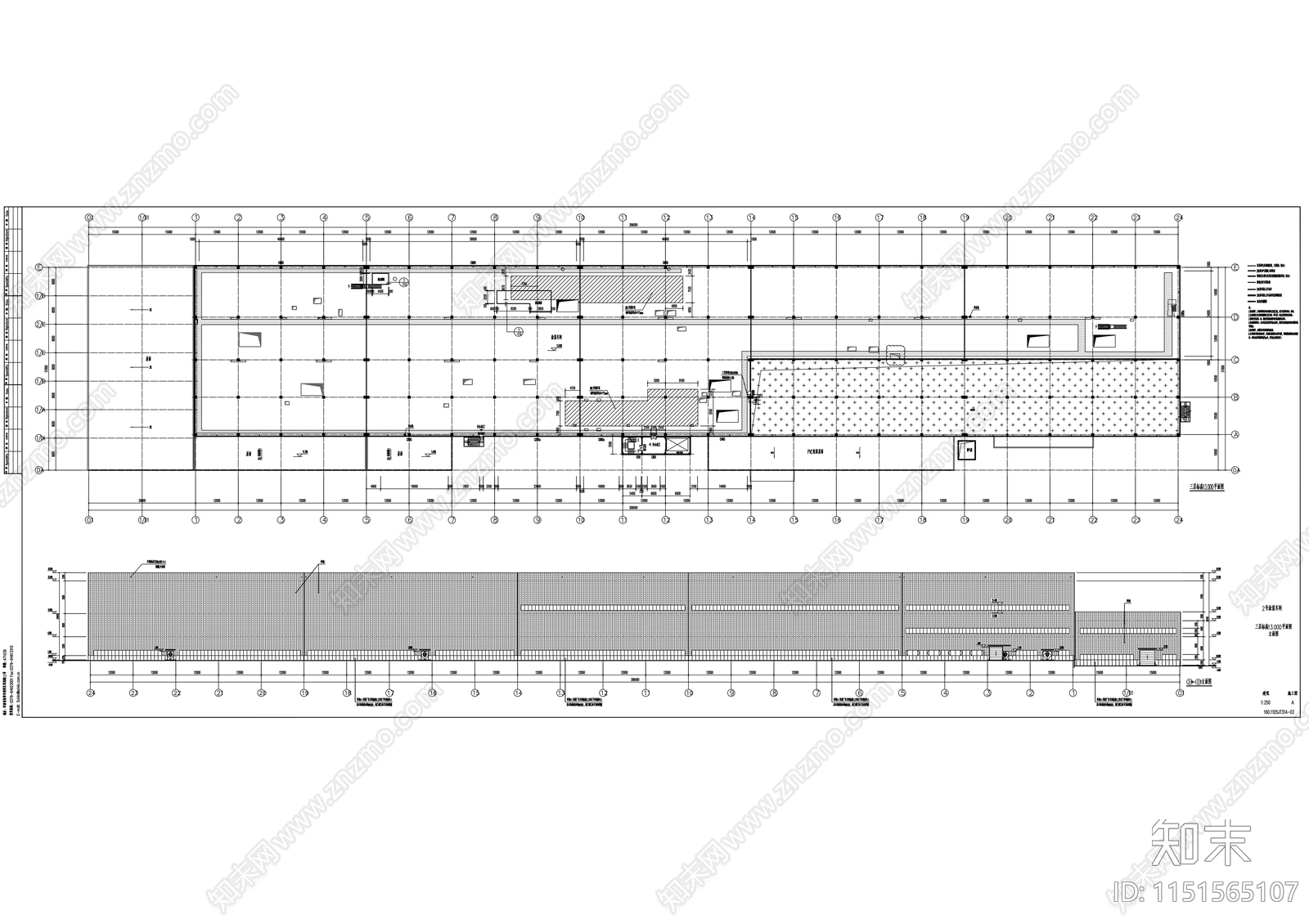 多层框架结构涂装类工业厂房建筑施工图cad施工图下载【ID:1151565107】