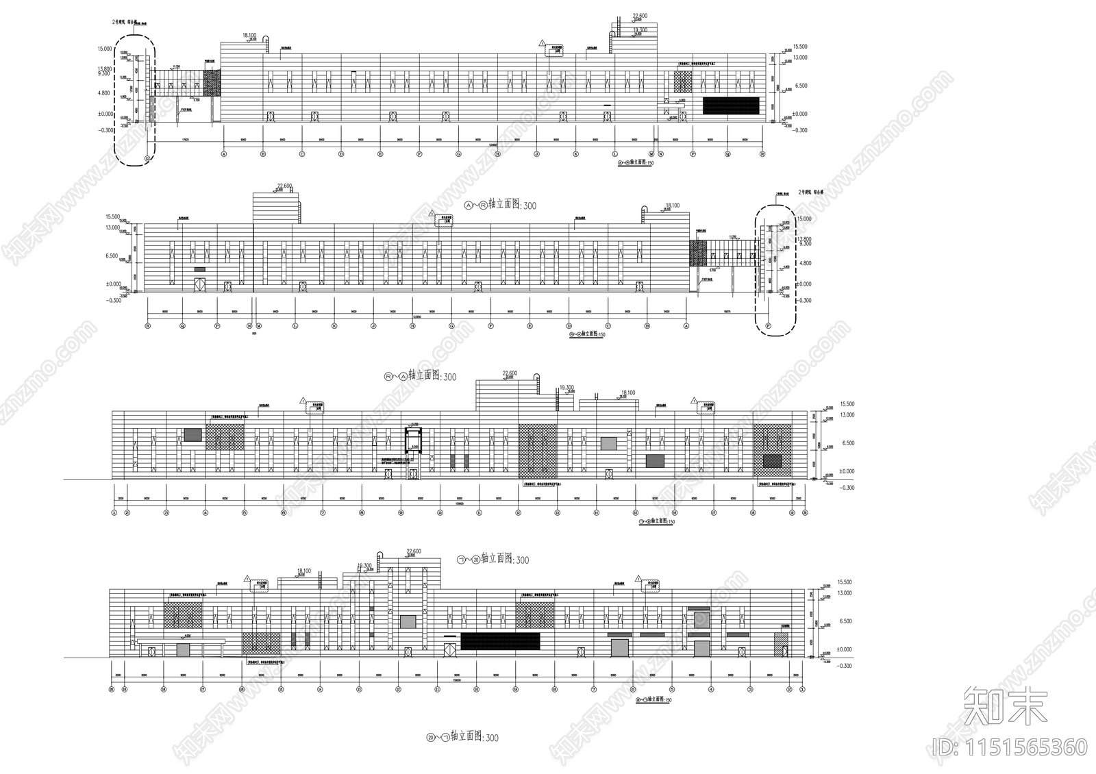 多层现代风格厂区规划及单体建筑设计施工图cad施工图下载【ID:1151565360】