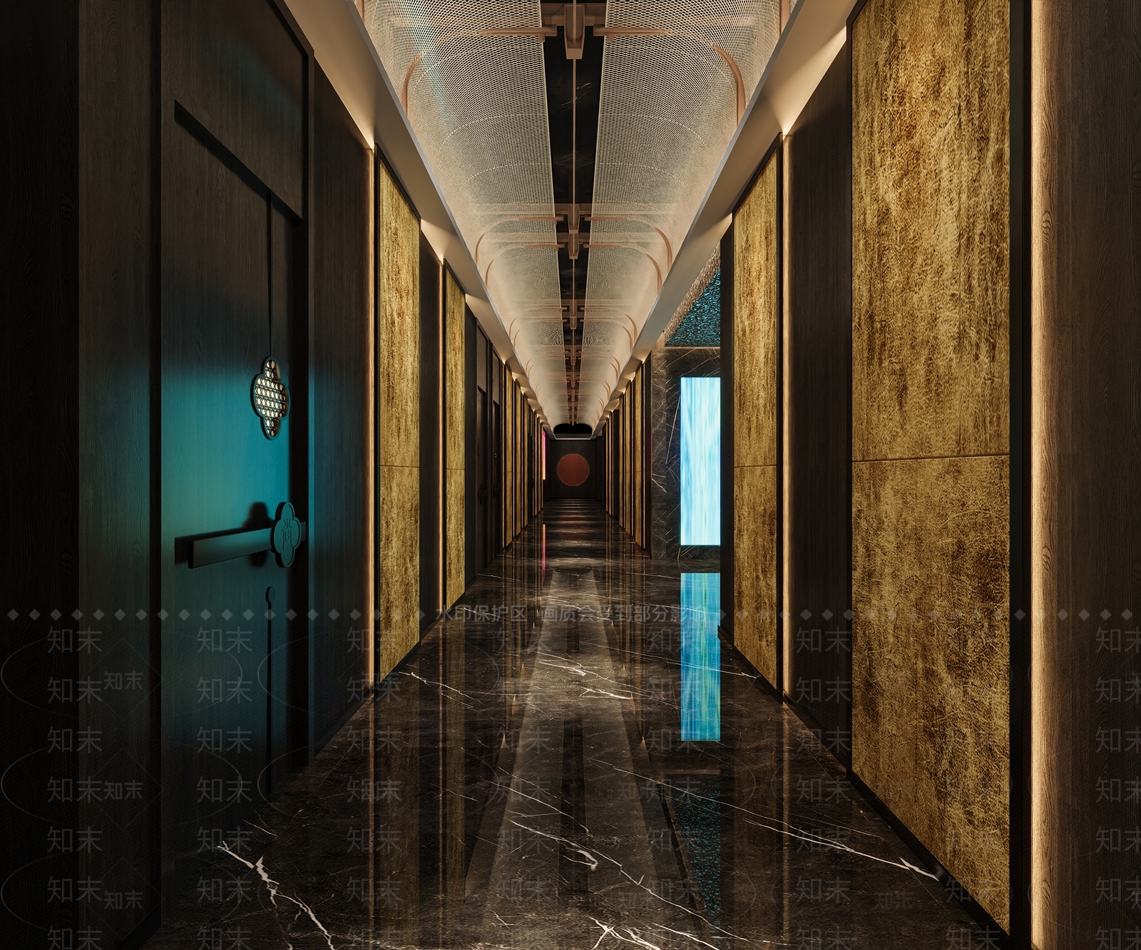 新中式洗浴中心走廊3D模型下载【ID:1151565449】