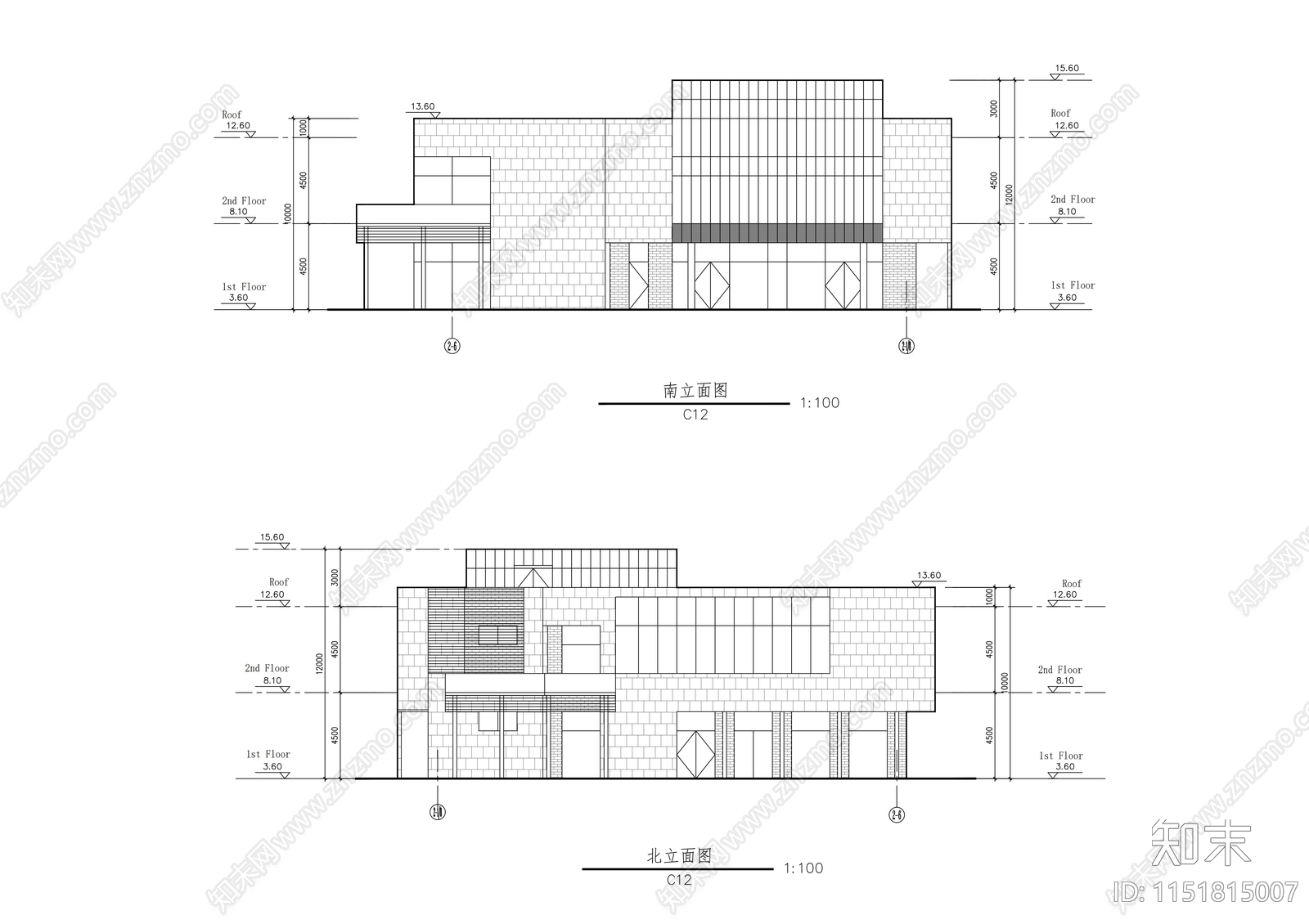 二层工业园区创意工作室建筑cad施工图下载【ID:1151815007】