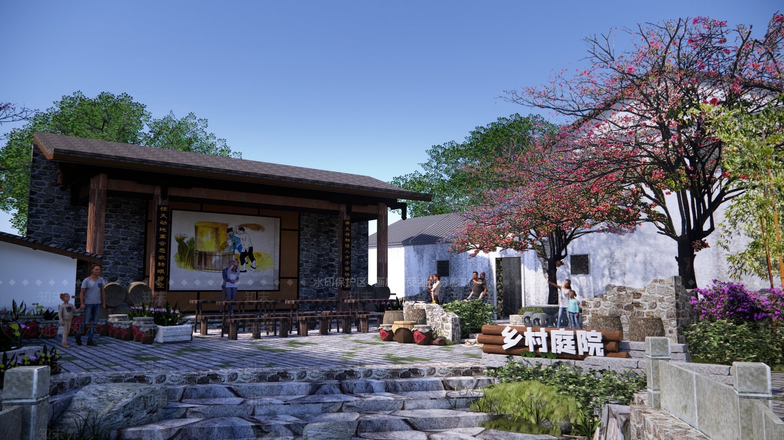 新中式乡村庭院SU模型下载【ID:1151565830】