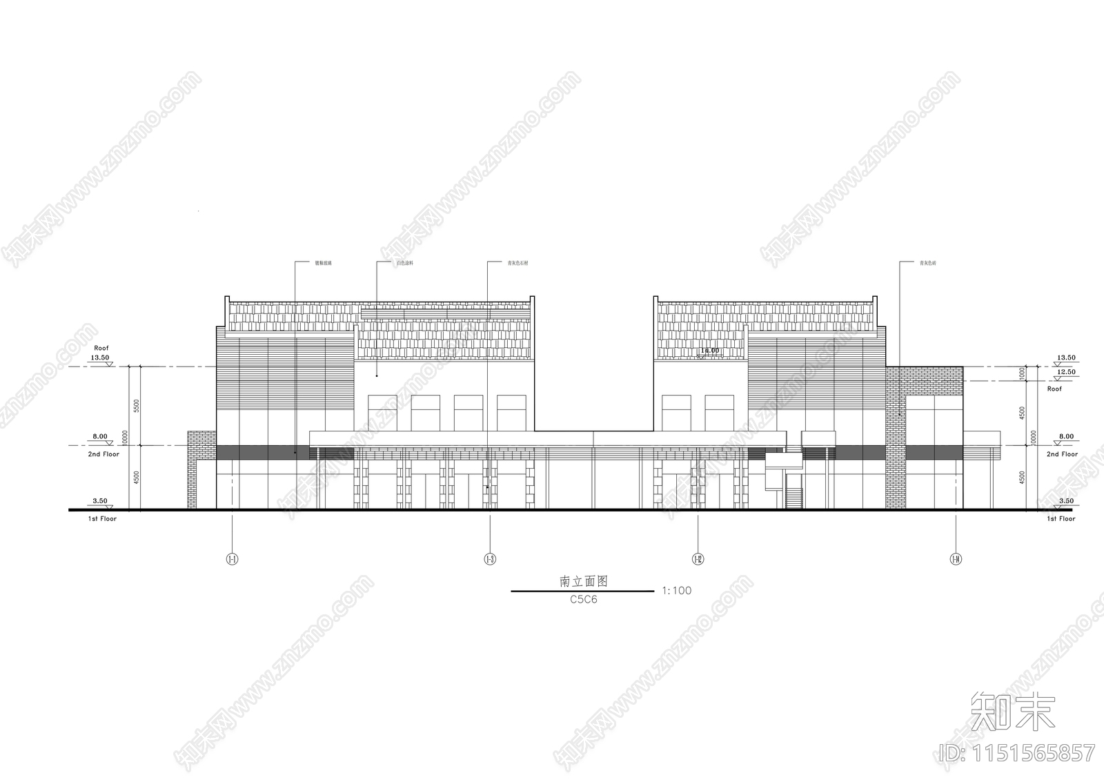 工业园区办公楼建筑施工图cad施工图下载【ID:1151565857】