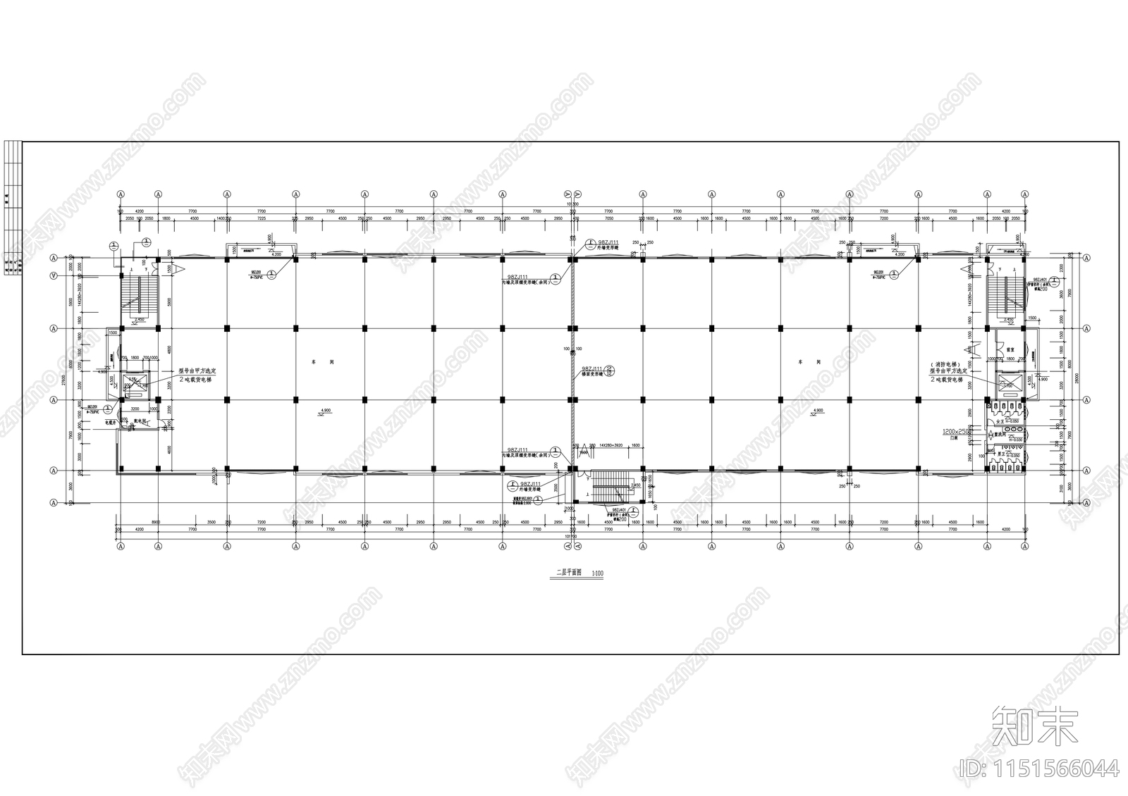 工业园区现代厂房建筑施工图cad施工图下载【ID:1151566044】