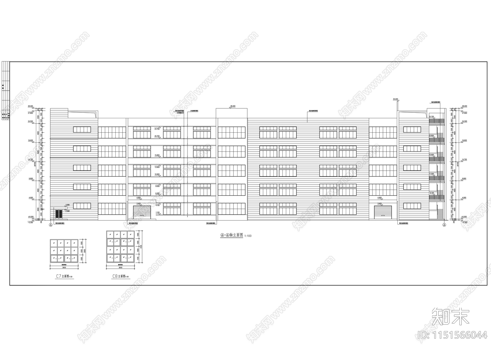 工业园区现代厂房建筑施工图cad施工图下载【ID:1151566044】