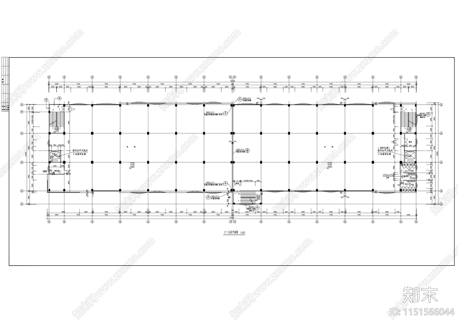 工业园区现代厂房建筑施工图cad施工图下载【ID:1151566044】