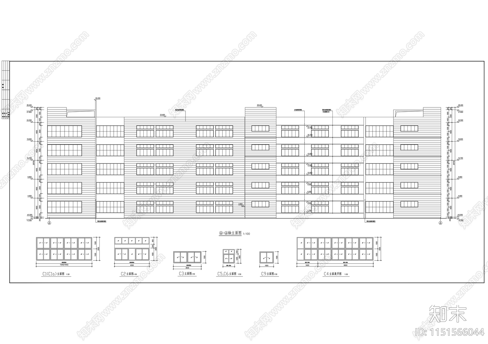 工业园区现代厂房建筑施工图cad施工图下载【ID:1151566044】