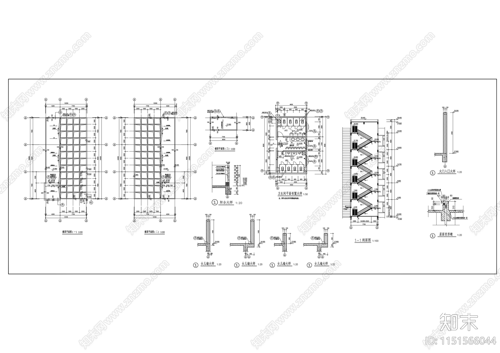 工业园区现代厂房建筑施工图cad施工图下载【ID:1151566044】