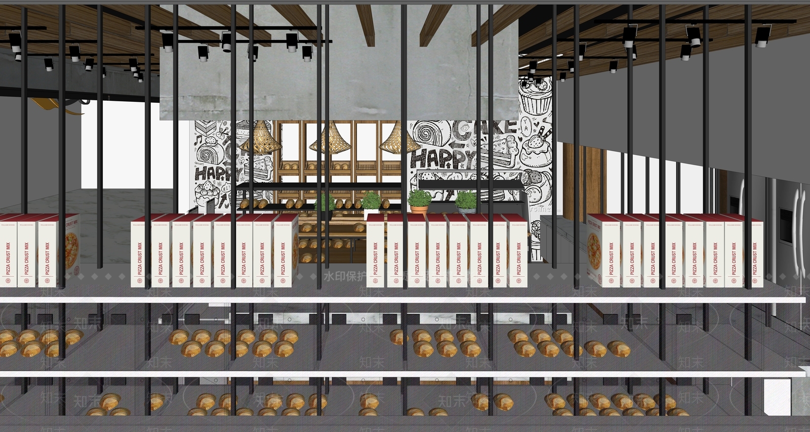 现代甜品面包店SU模型下载【ID:1151566597】
