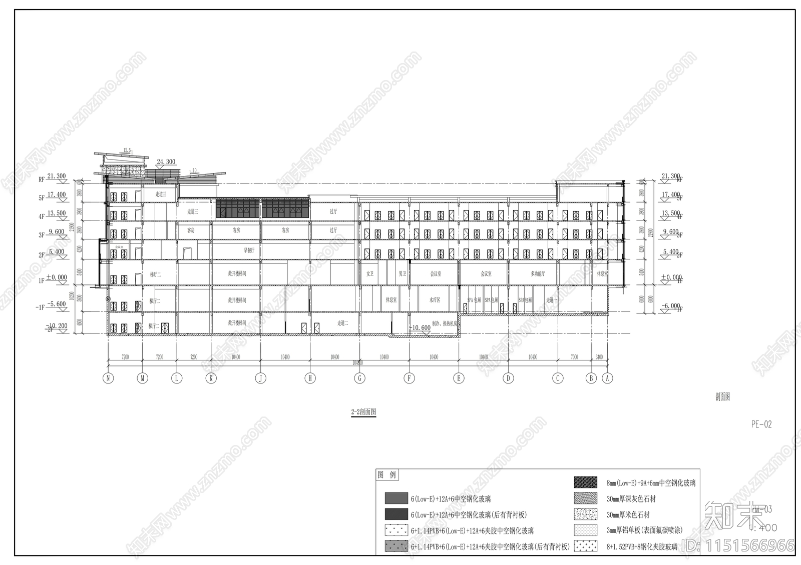 明框玻璃幕墙框架式创意产业园建筑施工图cad施工图下载【ID:1151566966】