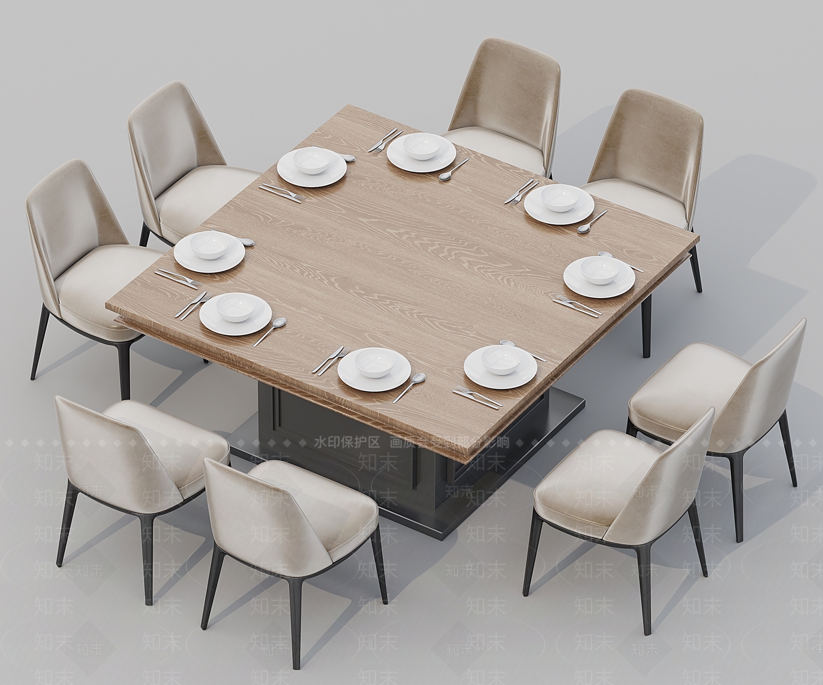 现代火锅店餐桌椅组合SU模型下载【ID:1151566839】