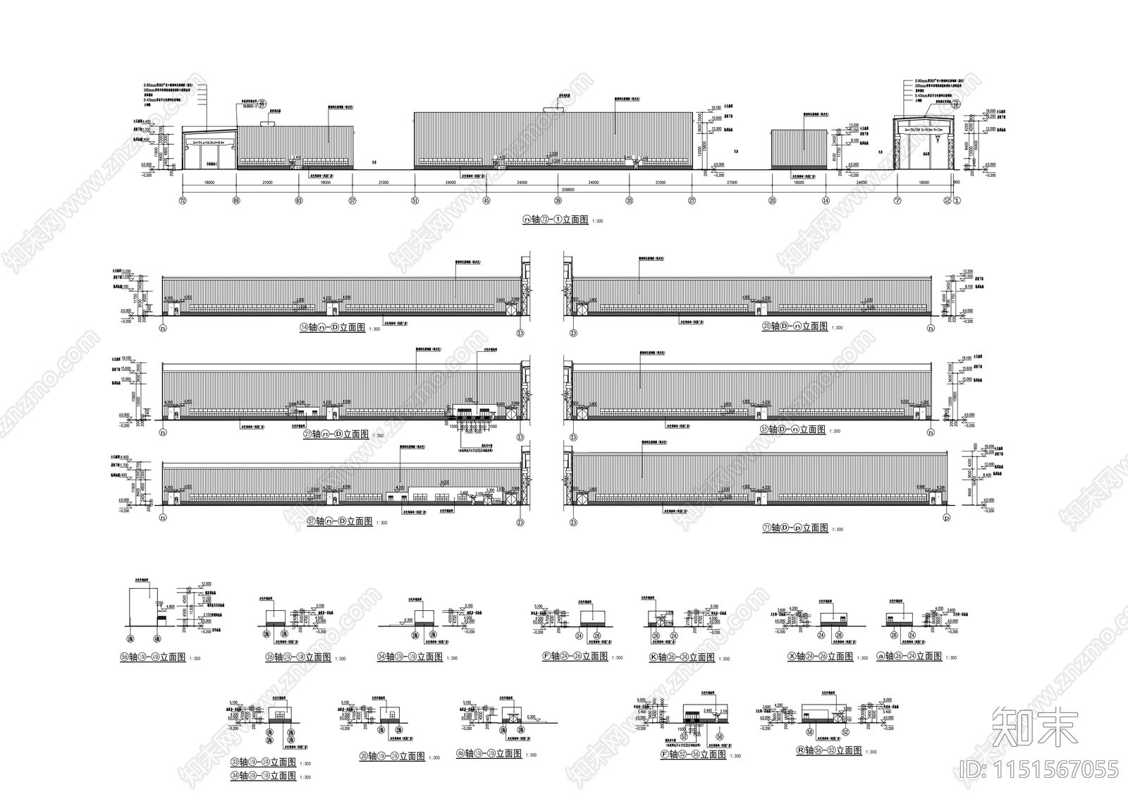 260m单层工厂建筑施工图cad施工图下载【ID:1151567055】