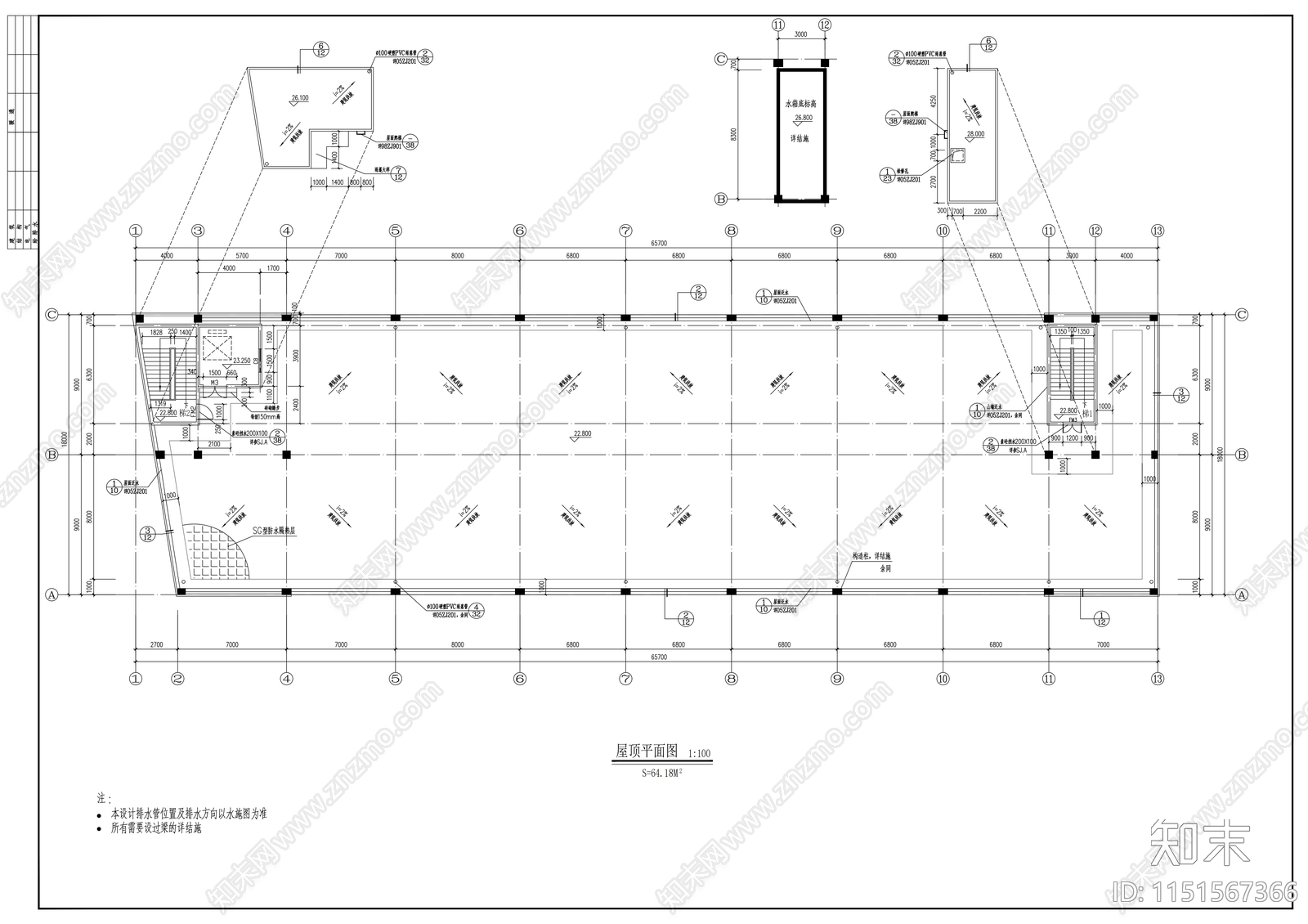 轻工通用厂房建筑结构水电施工图cad施工图下载【ID:1151567366】