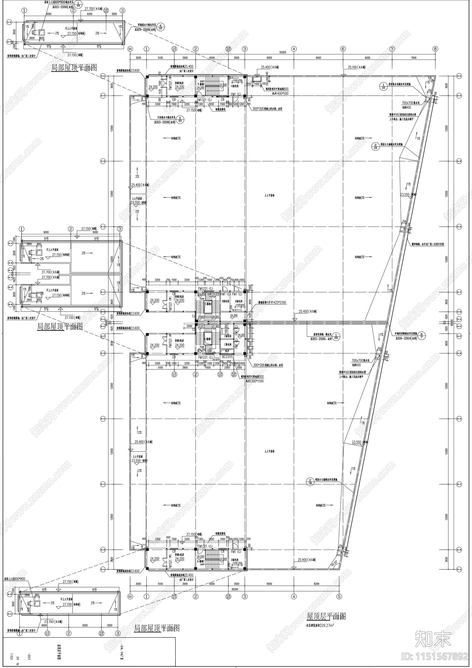 四层玻璃幕墙丁类生产性厂房建筑施工图cad施工图下载【ID:1151567892】