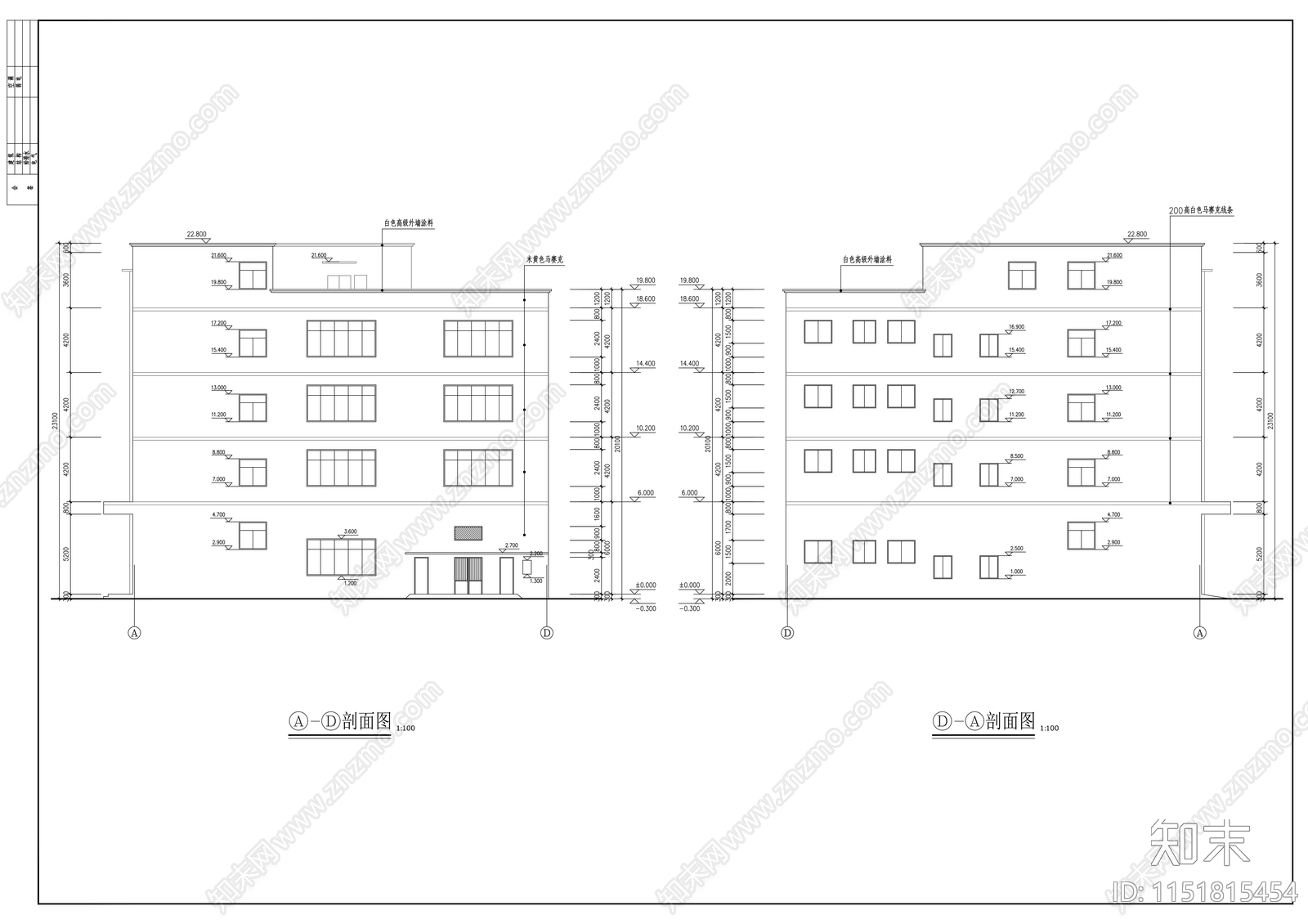 四层厂房建筑cad施工图下载【ID:1151815454】