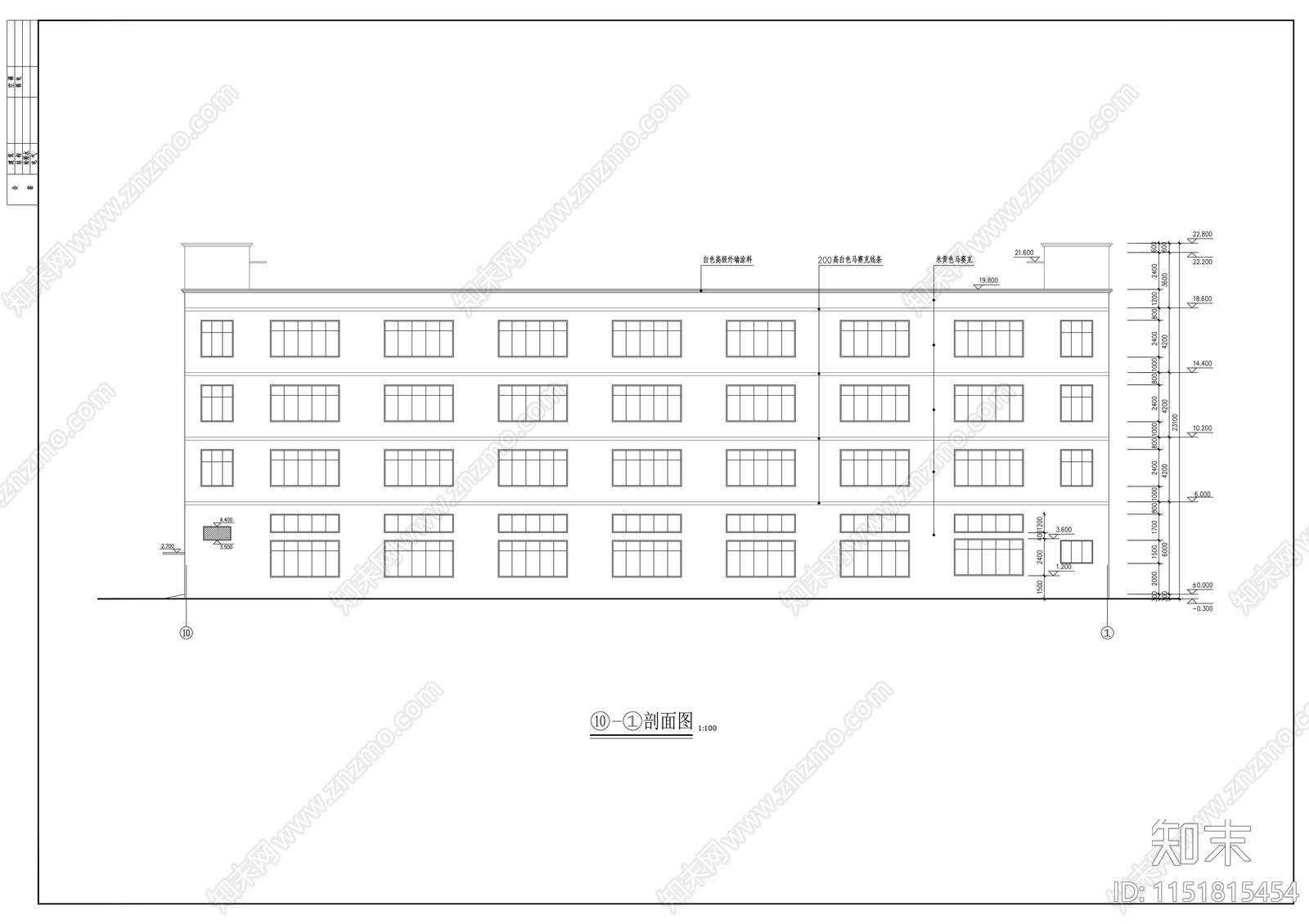 四层厂房建筑cad施工图下载【ID:1151815454】