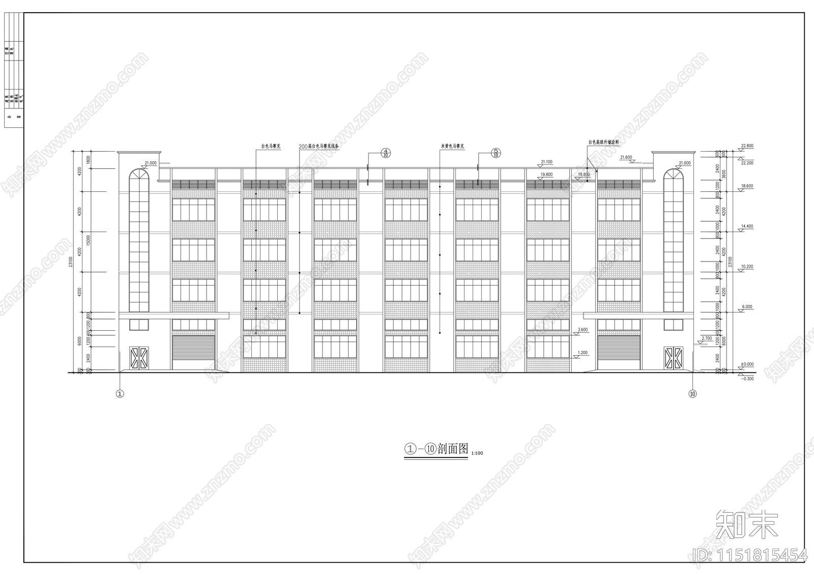 四层厂房建筑cad施工图下载【ID:1151815454】