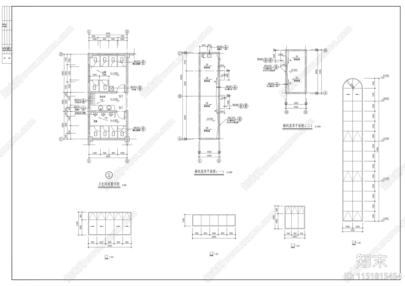 四层厂房建筑cad施工图下载【ID:1151815454】