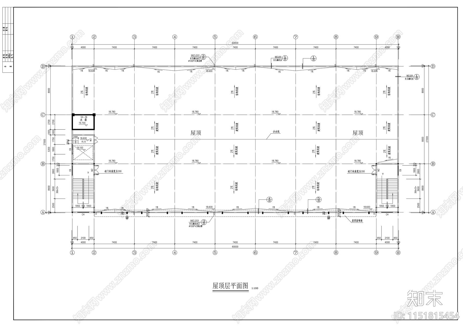 四层厂房建筑cad施工图下载【ID:1151815454】