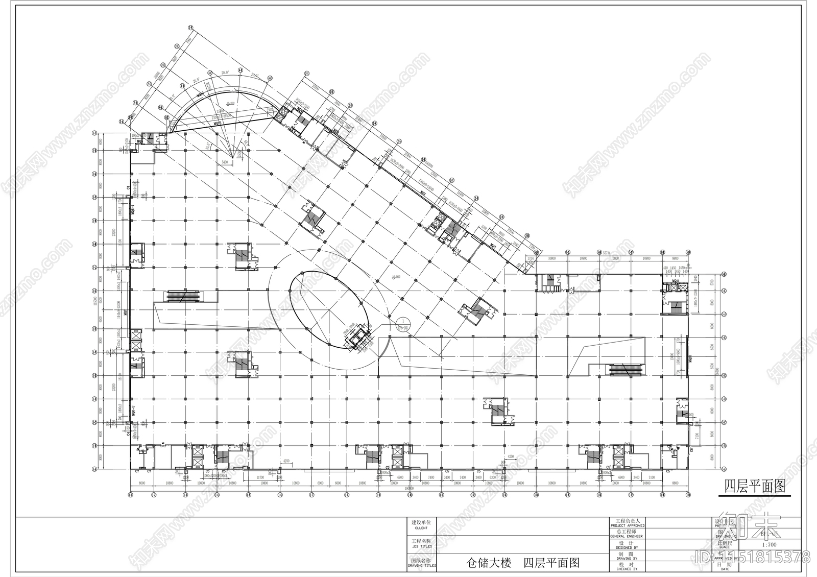 物流基地七层仓储大楼建筑cad施工图下载【ID:1151815378】