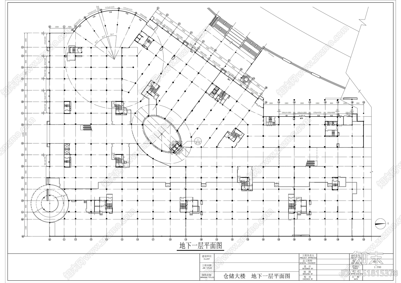 物流基地七层仓储大楼建筑cad施工图下载【ID:1151815378】