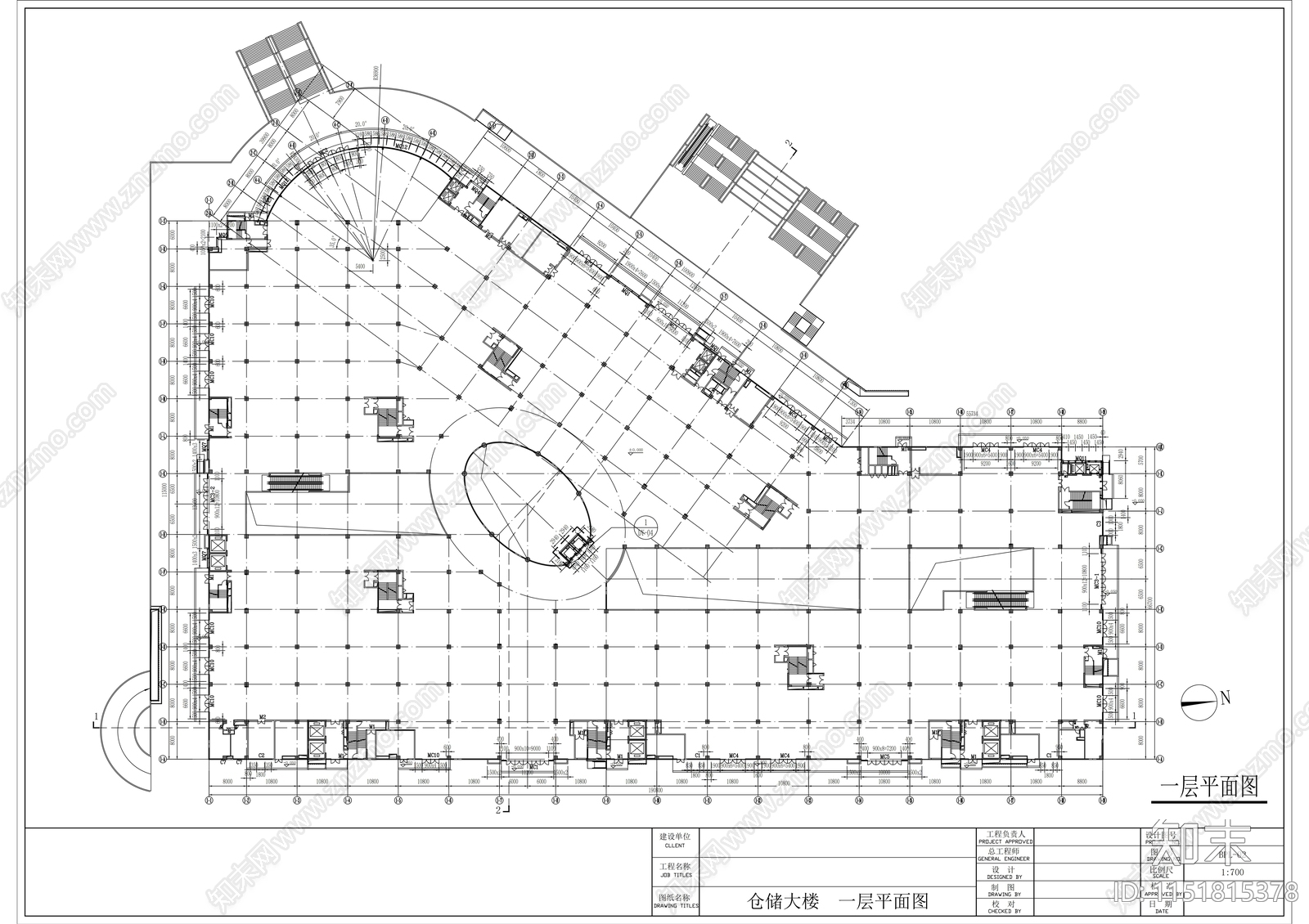 物流基地七层仓储大楼建筑cad施工图下载【ID:1151815378】