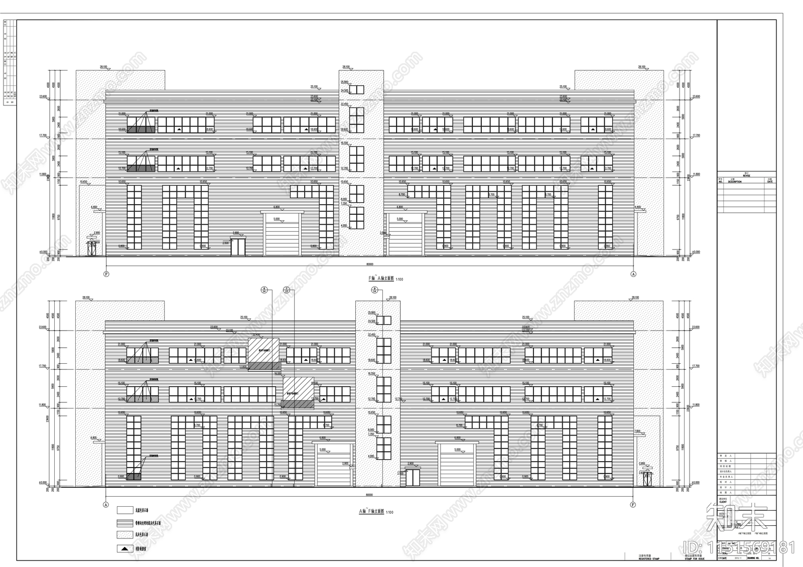 现代多层工业厂房建筑施工图cad施工图下载【ID:1151569181】