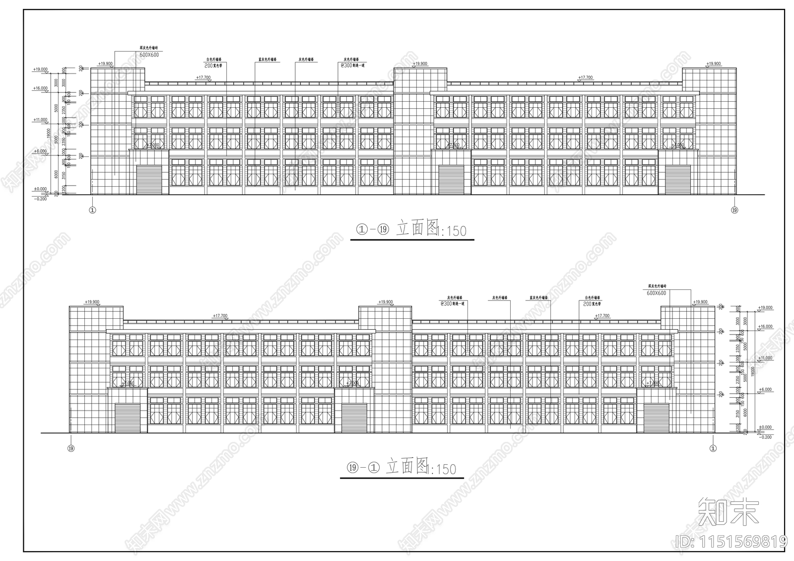 中小企业孵化基地某二层厂房建筑施工图cad施工图下载【ID:1151569819】