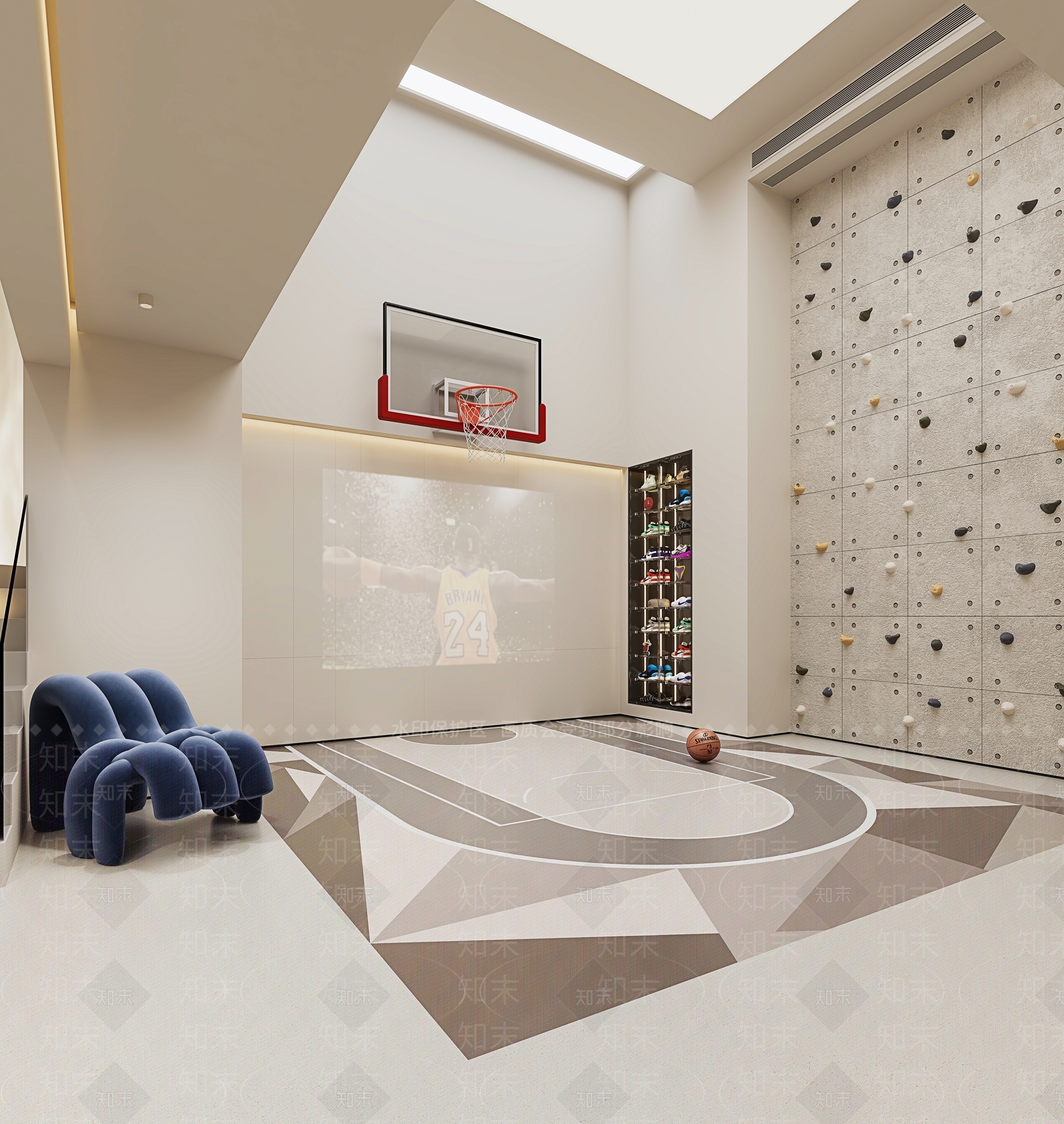 现代家居篮球室3D模型下载【ID:1151574060】