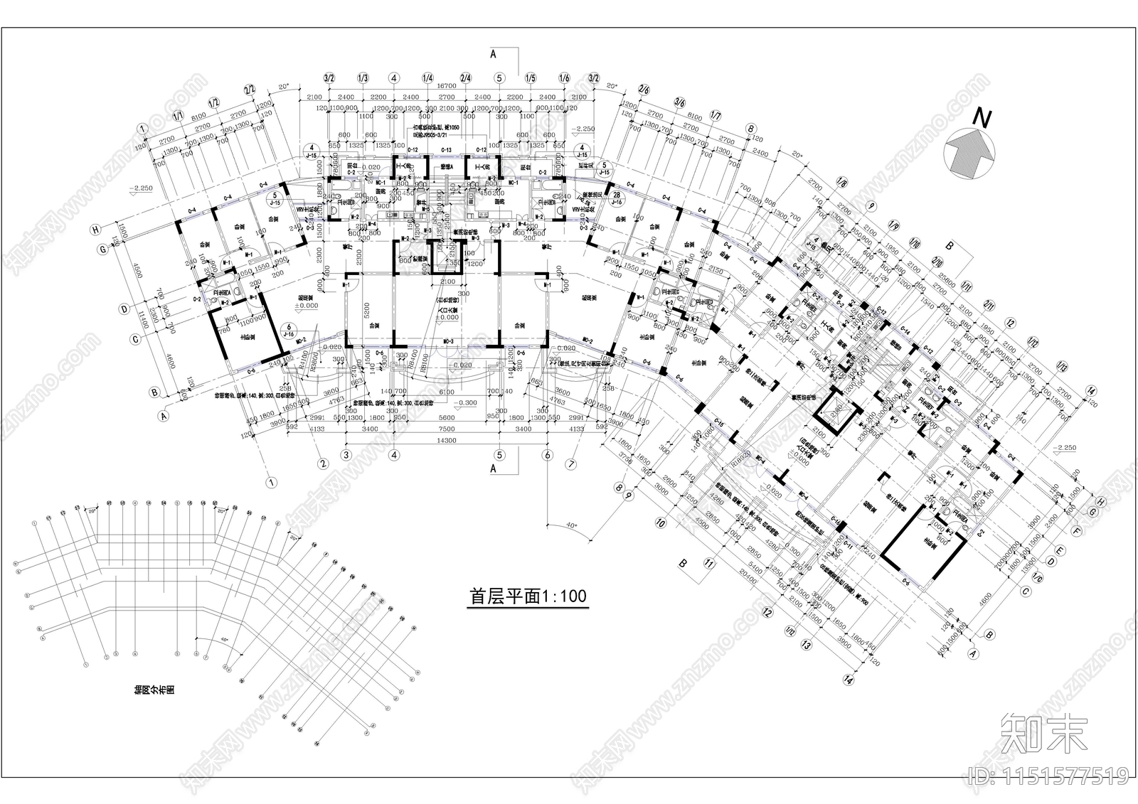 汉府雅苑建筑cad施工图下载【ID:1151577519】