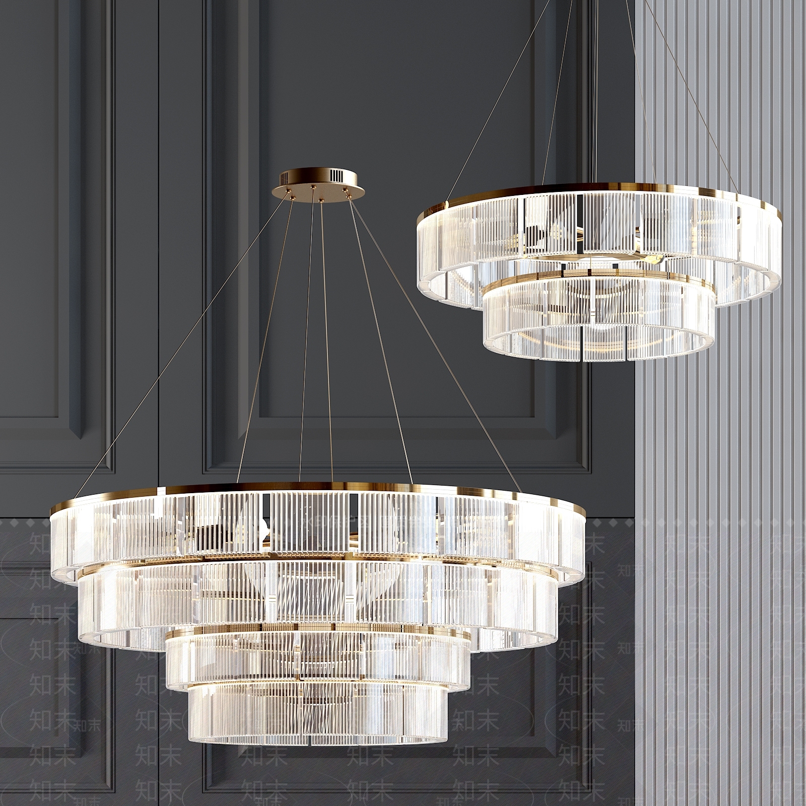 现代装饰水晶灯3D模型下载【ID:1151579686】