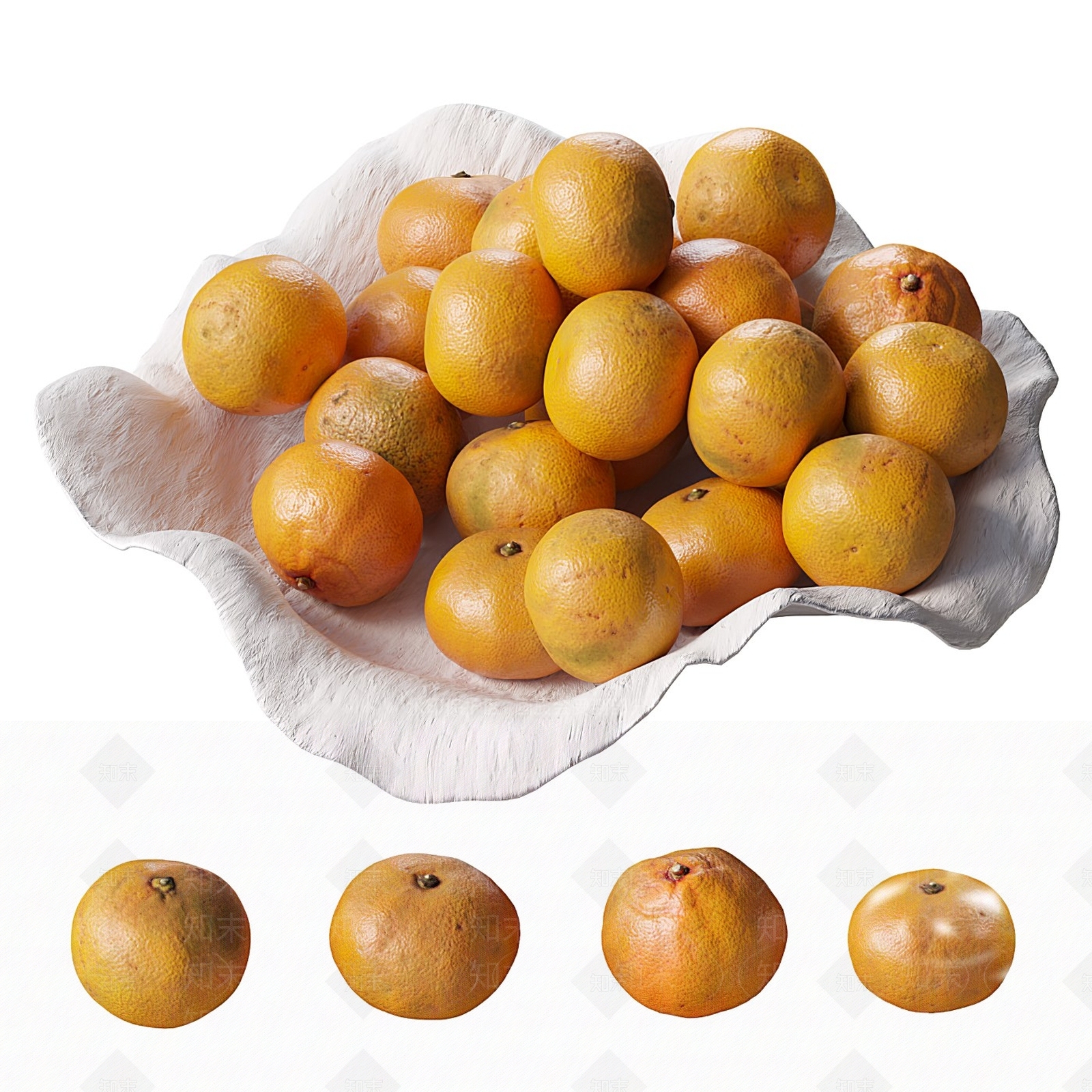 橘子果盘3D模型下载【ID:1151581023】