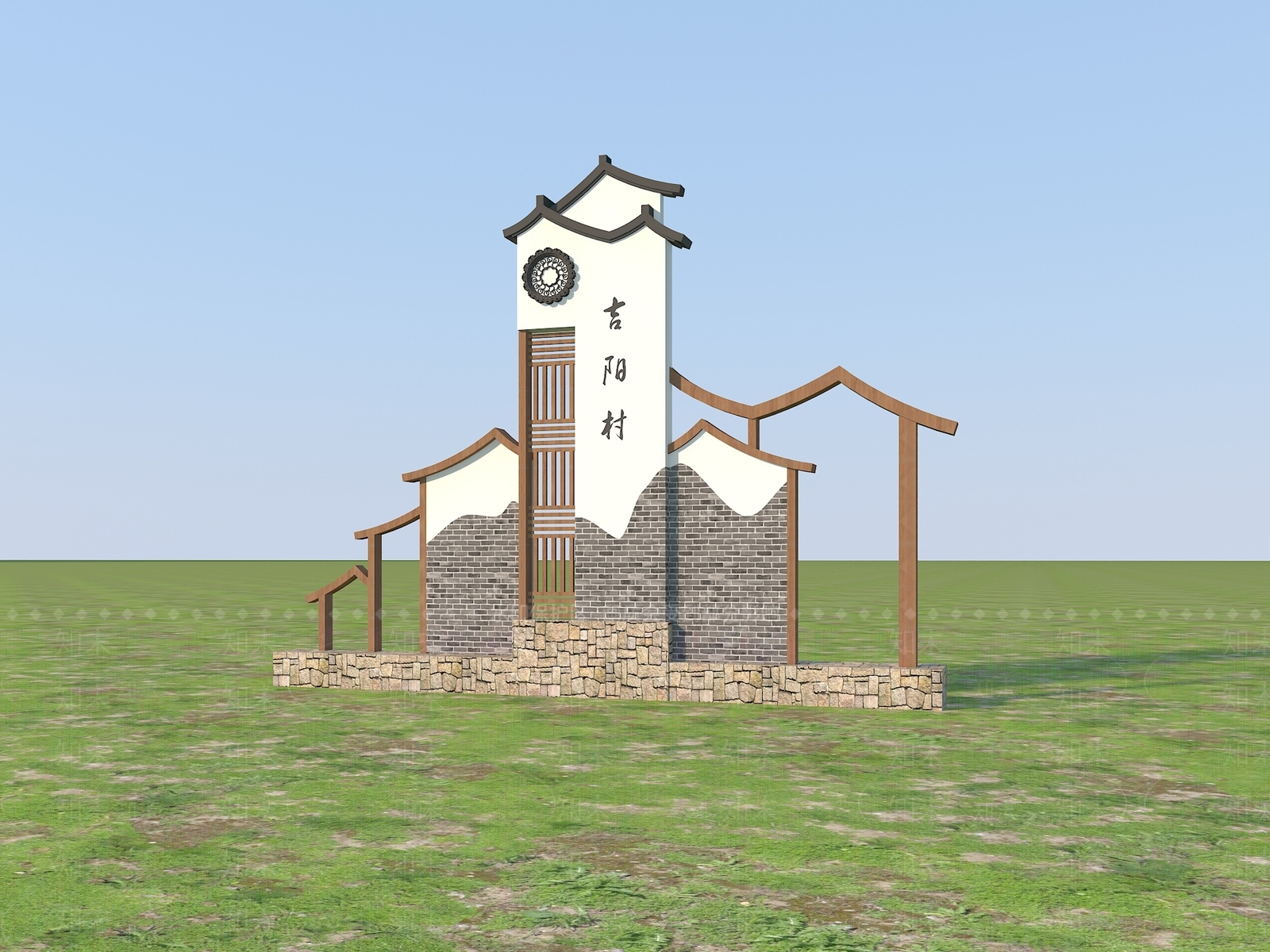 中式村牌3D模型下载【ID:1151583566】