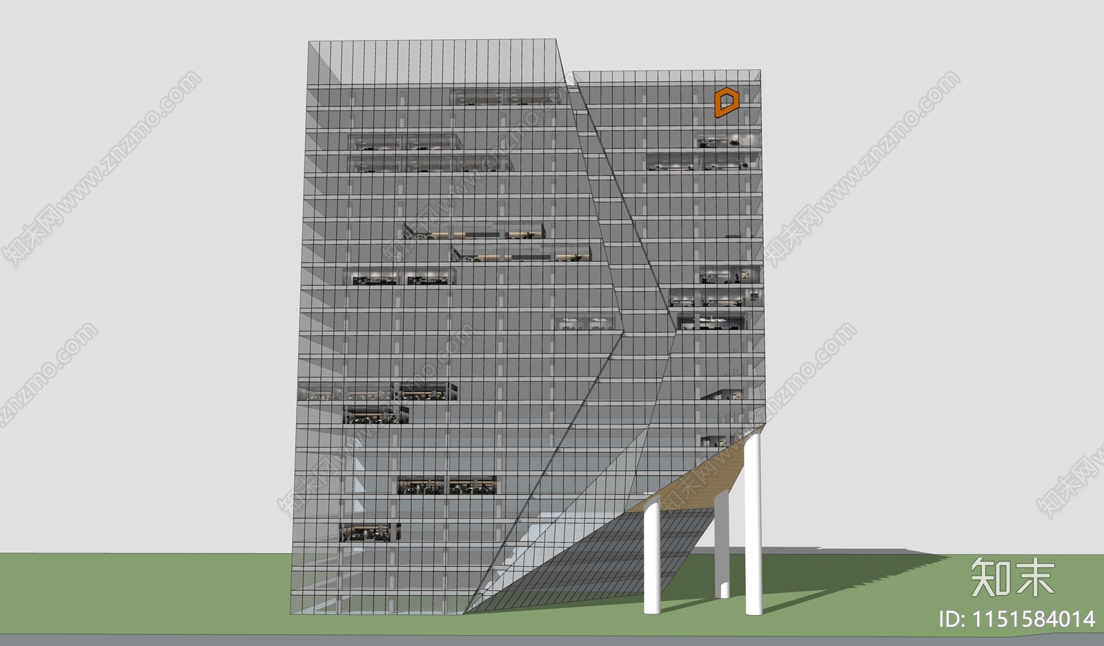 现代高层办公楼SU模型下载【ID:1151584014】