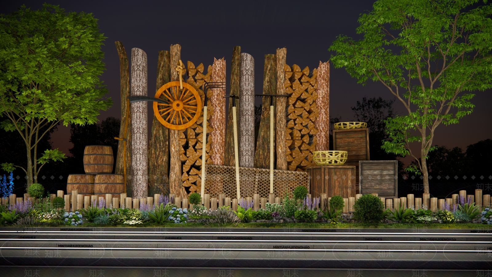 新中式农家农具用品SU模型下载【ID:1151586194】